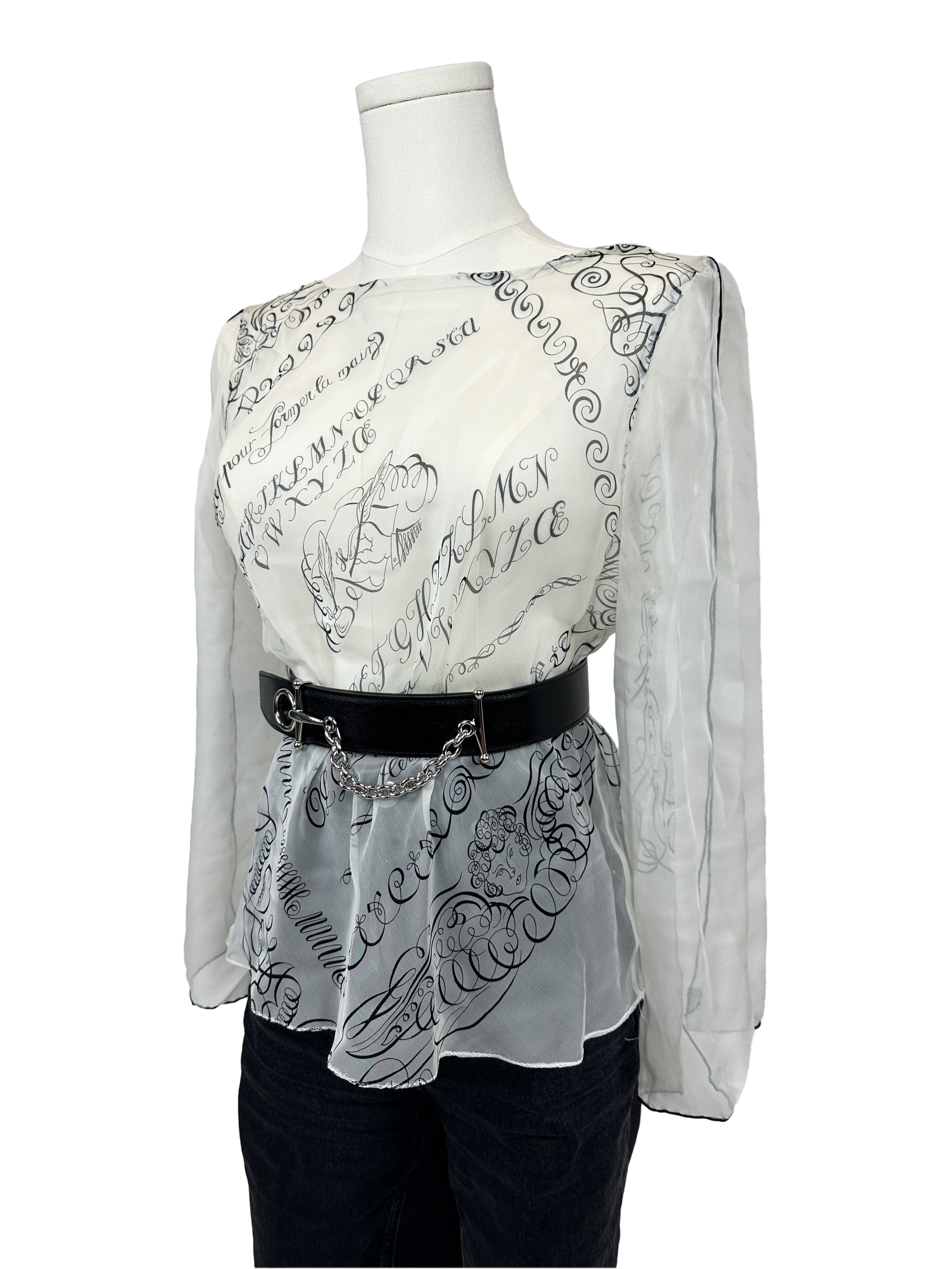 Hermès L'Art d'Ecrire Mousseline Top