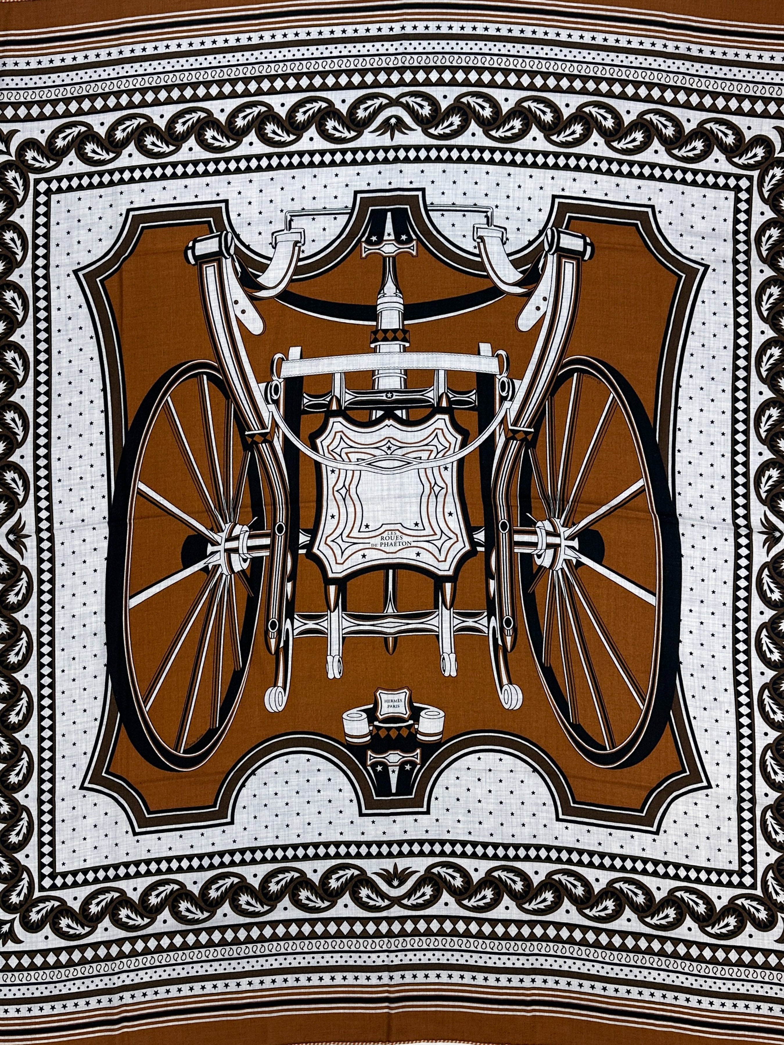 Hermès Les Roues de Phaéton Bandana Cashmere Silk 140