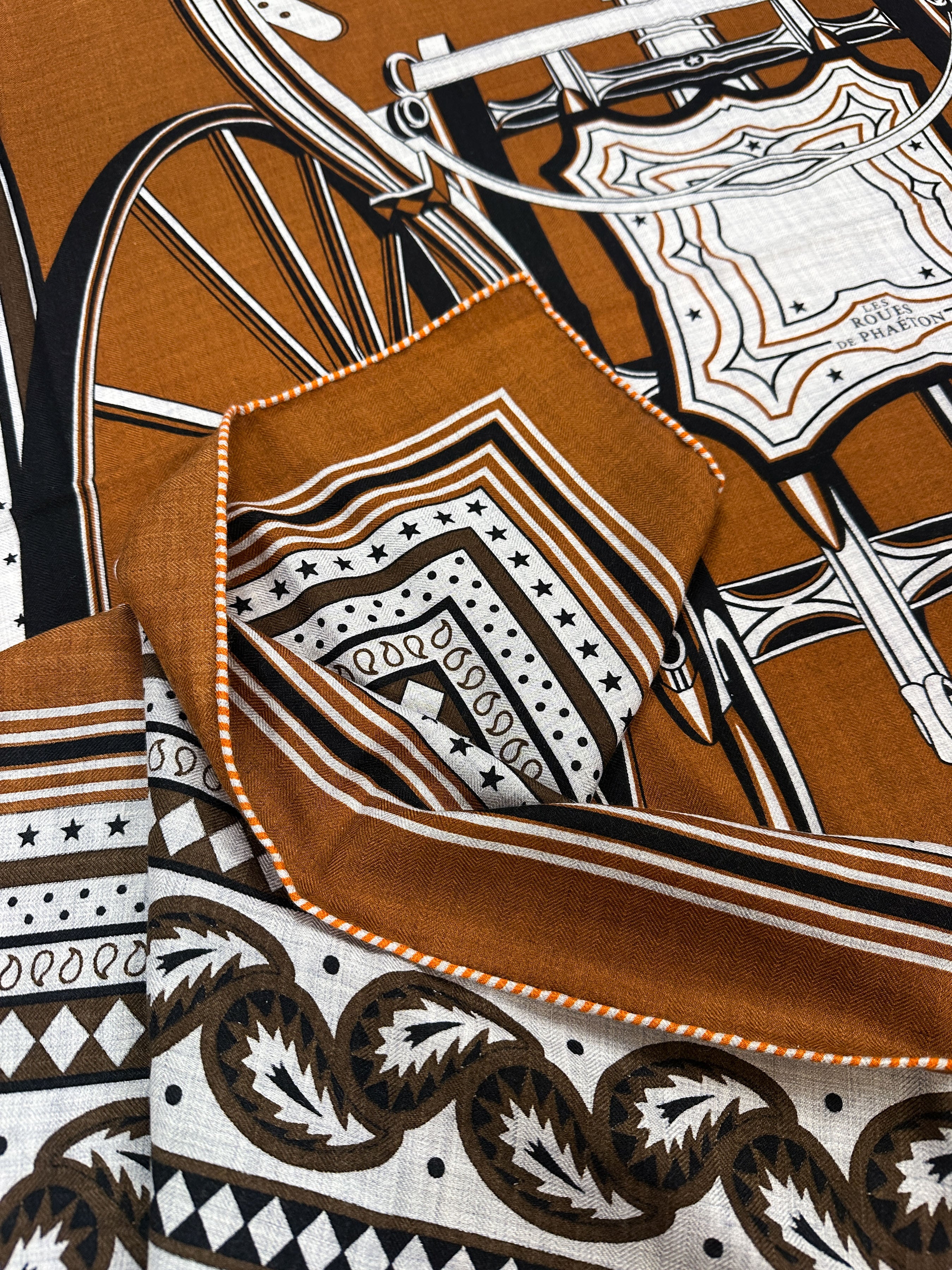 Hermès Les Roues de Phaéton Bandana Cashmere Silk 140