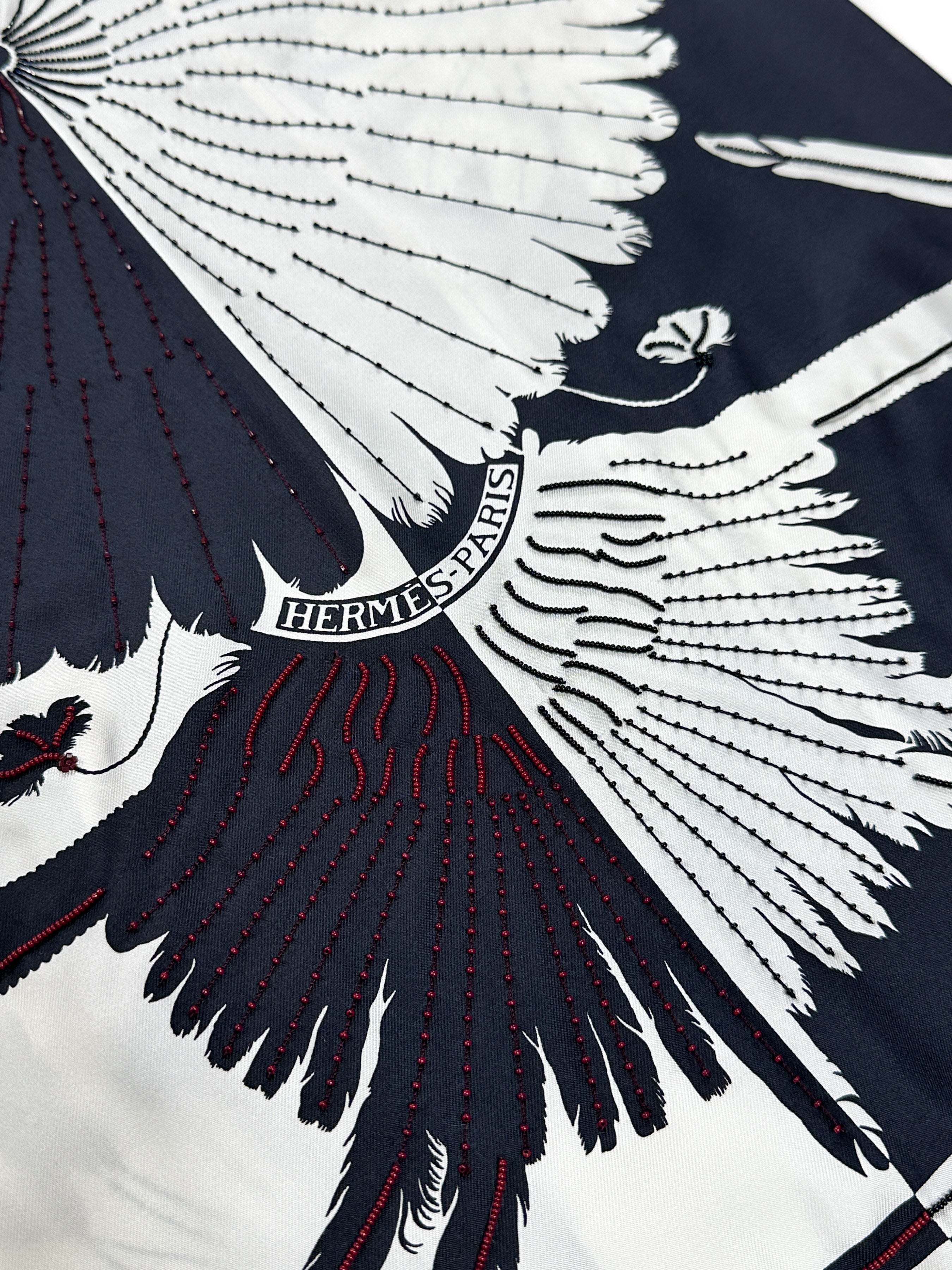 Hermès Brazil & Brandebourg Tatouages Precieux Exceptional Beaded Shawl
