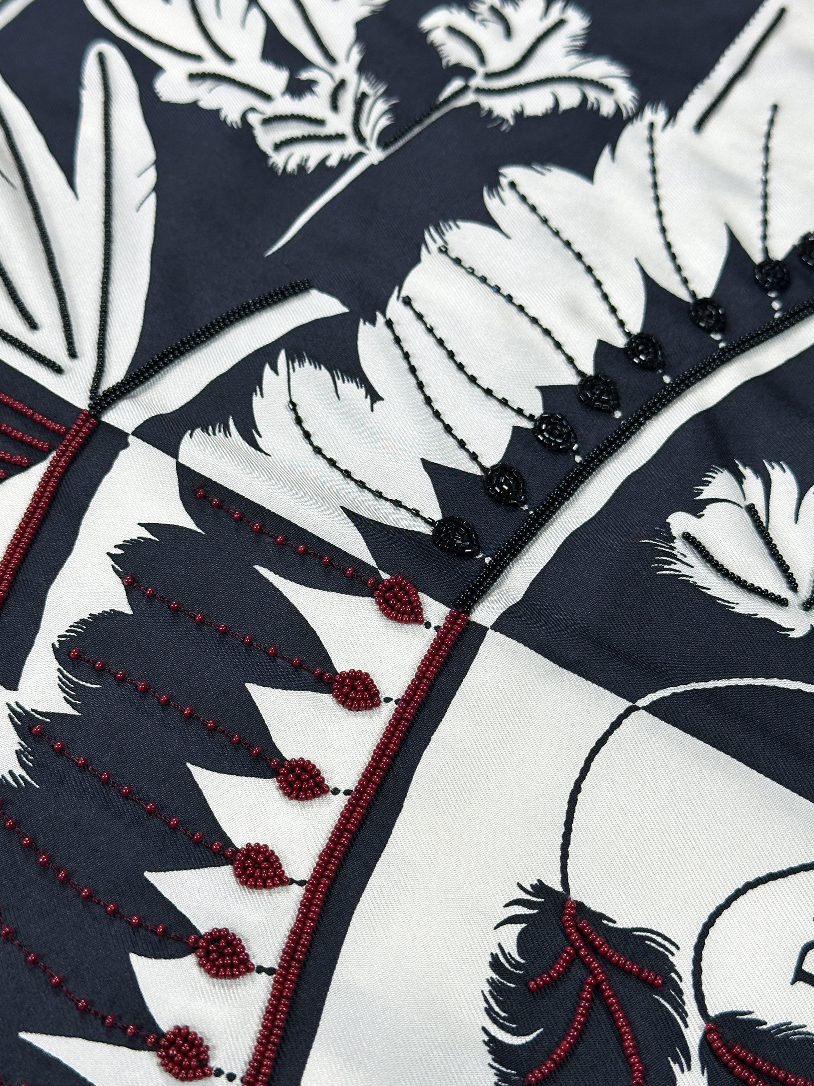 Hermès Brazil & Brandebourg Tatouages Precieux Exceptional Beaded Shawl