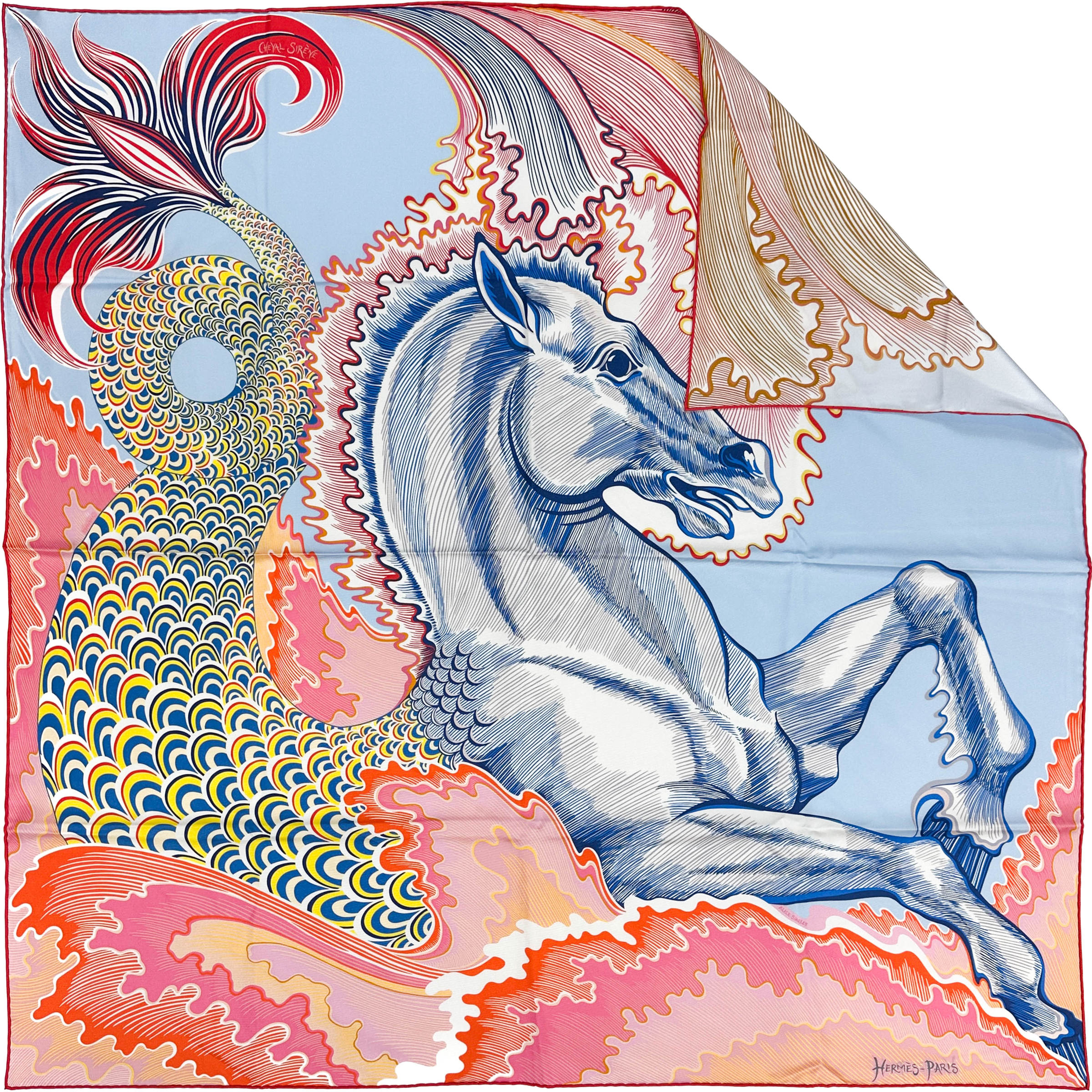 Hermès Cheval Sirene Double Face 90