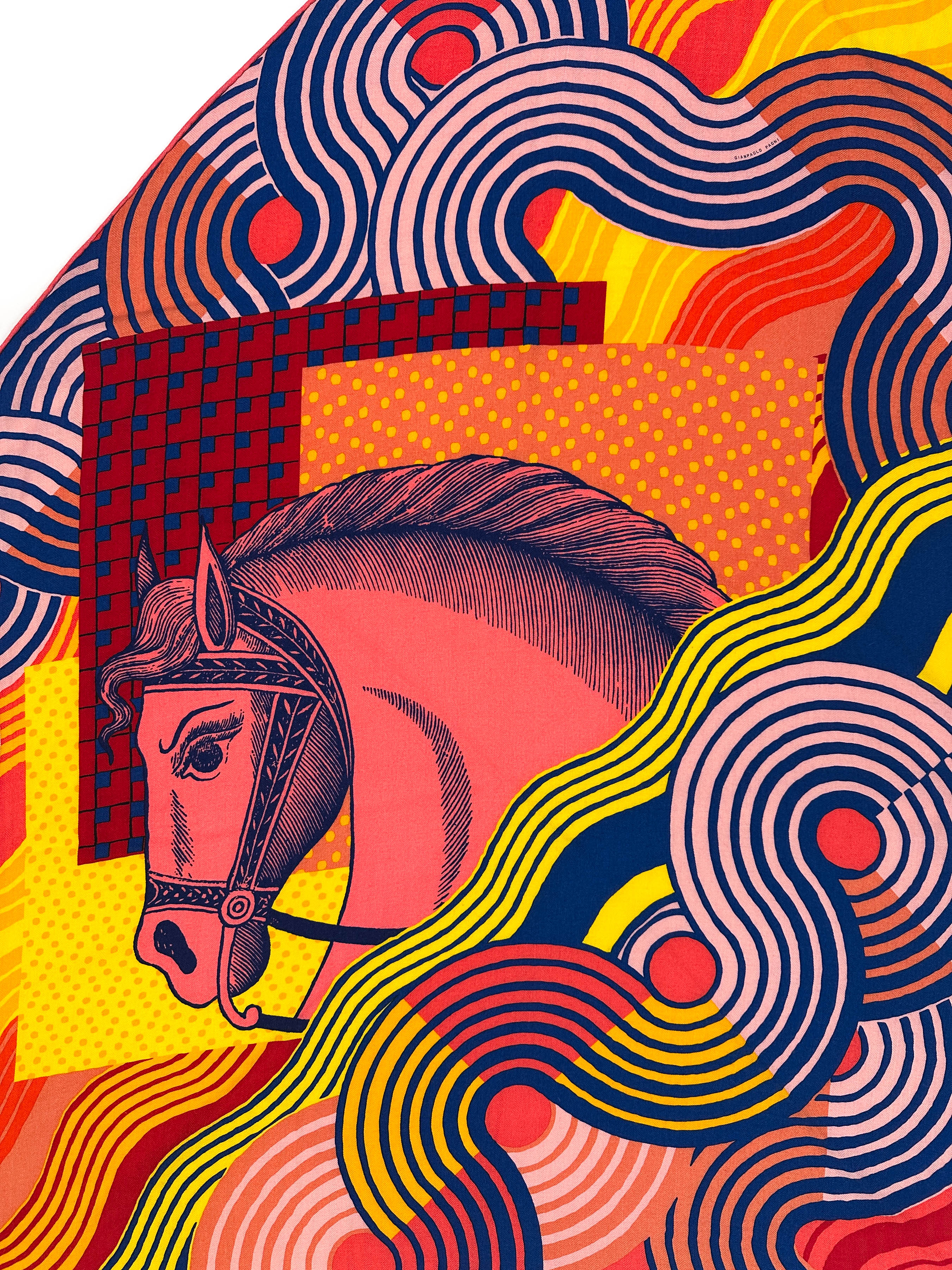 Hermès Cheval Vague Cashmere Silk Giant Triangle