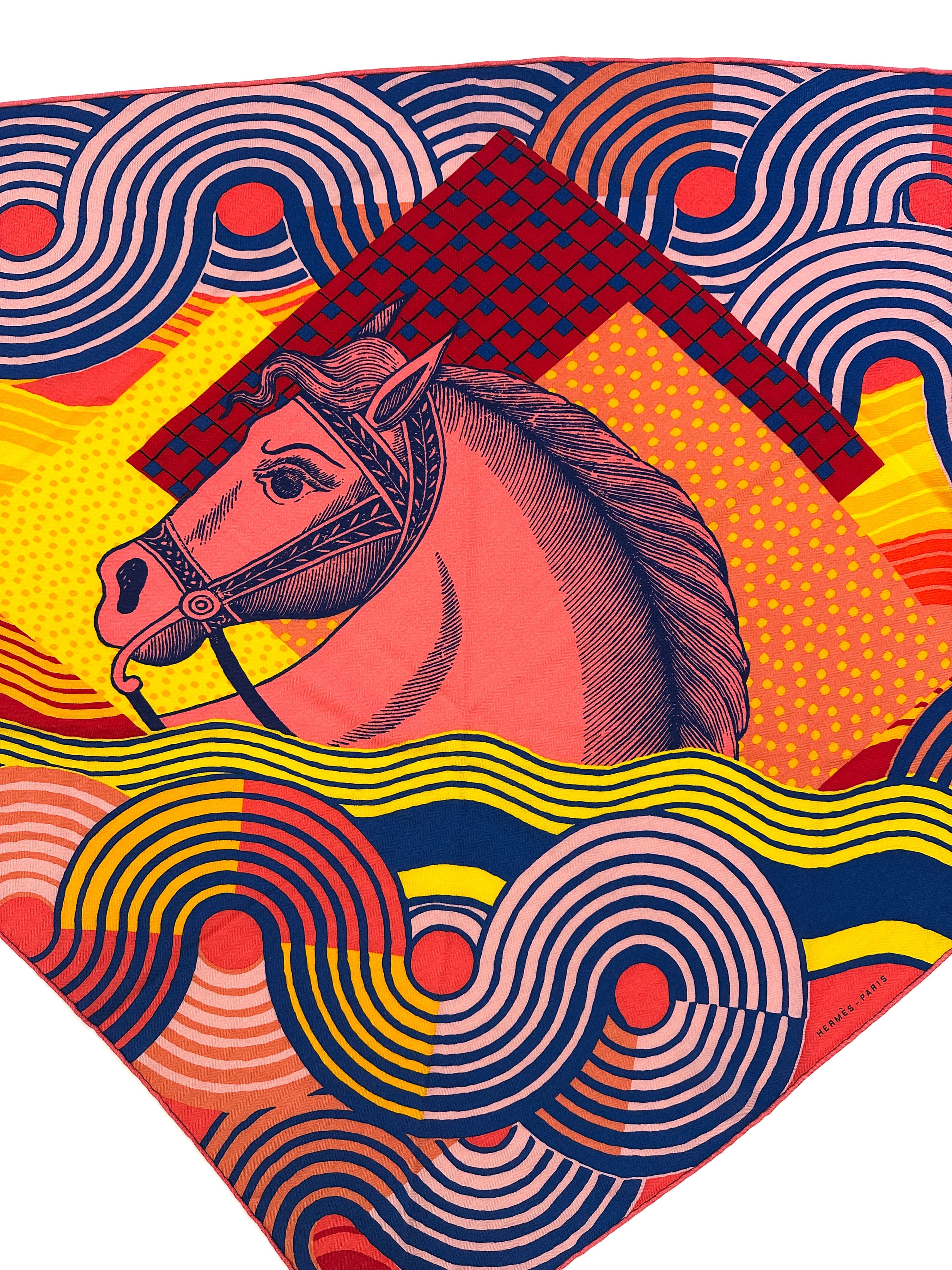 Hermès Cheval Vague Cashmere Silk Giant Triangle