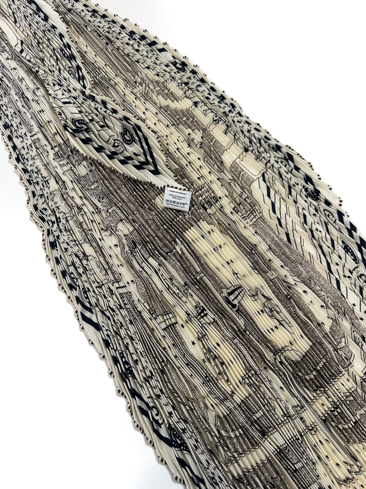 Hermès Mors à Jouets Bandana Cashmere Silk Plissé 140