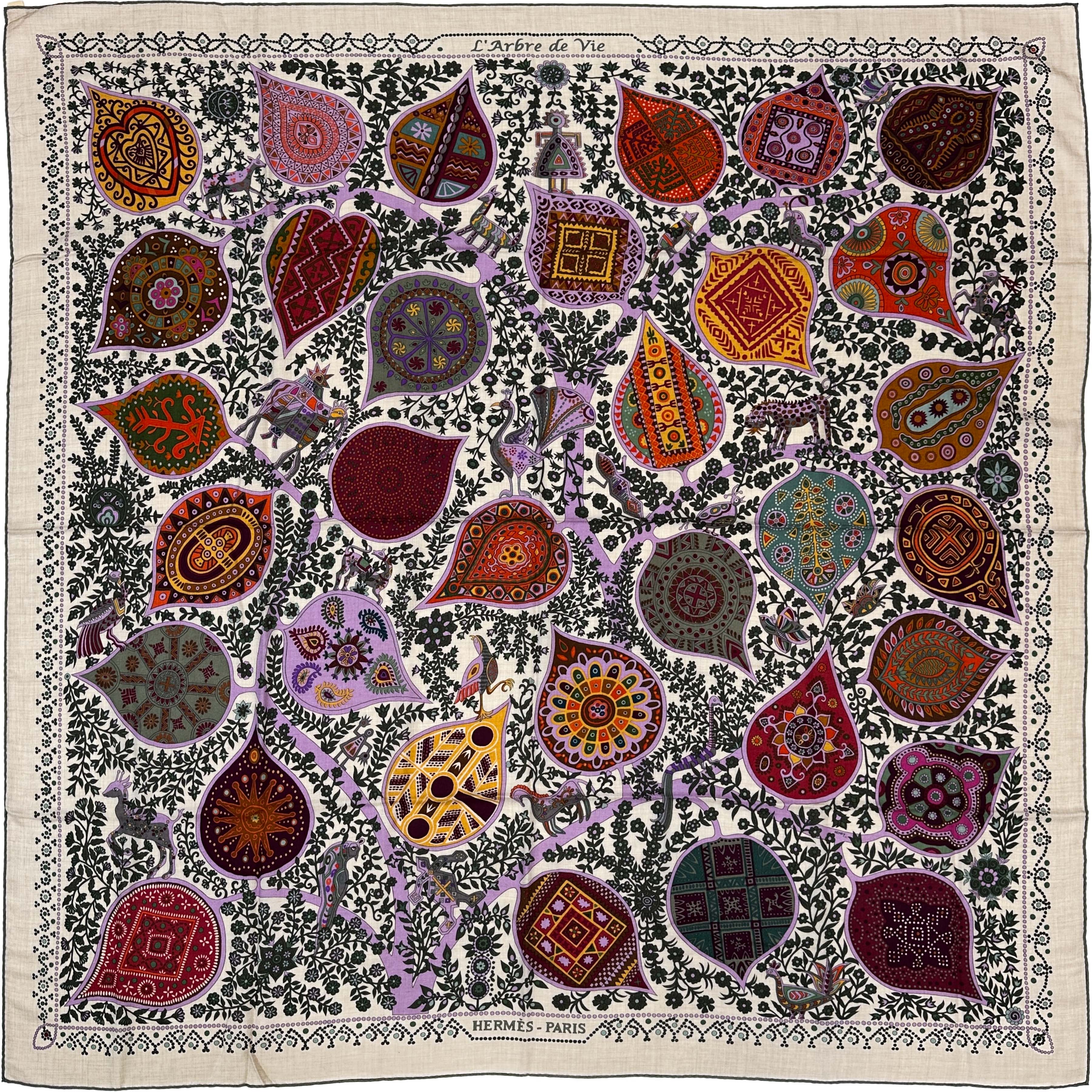 Hermès L'Arbre de Vie Cashmere Silk 140