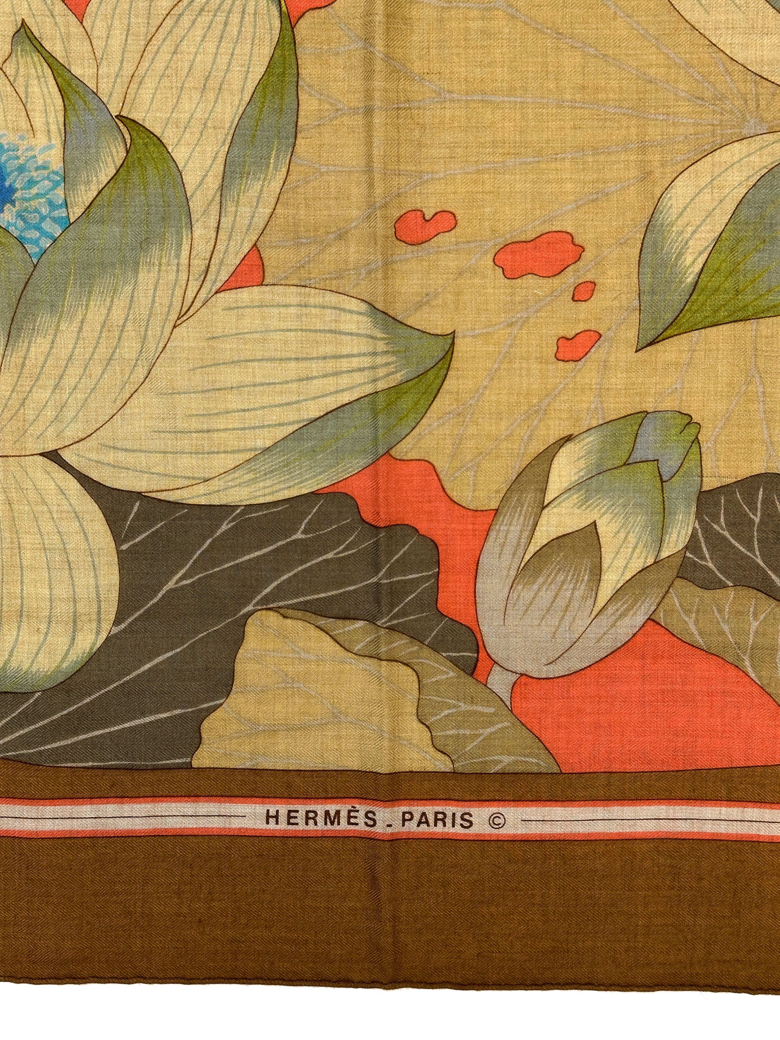 Hermès Fleurs de Lotus Cashmere Silk 140