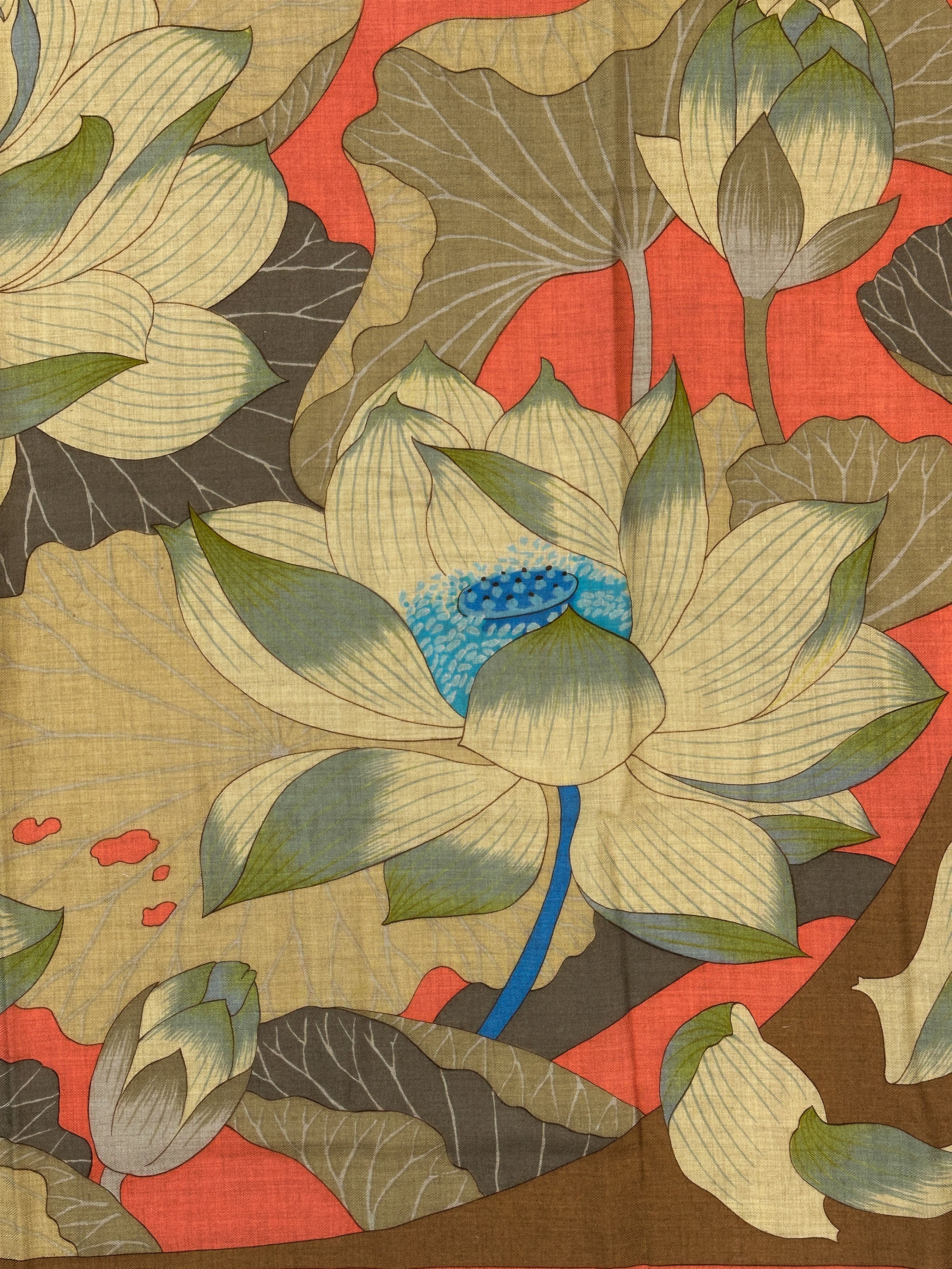 Hermès Fleurs de Lotus Cashmere Silk 140