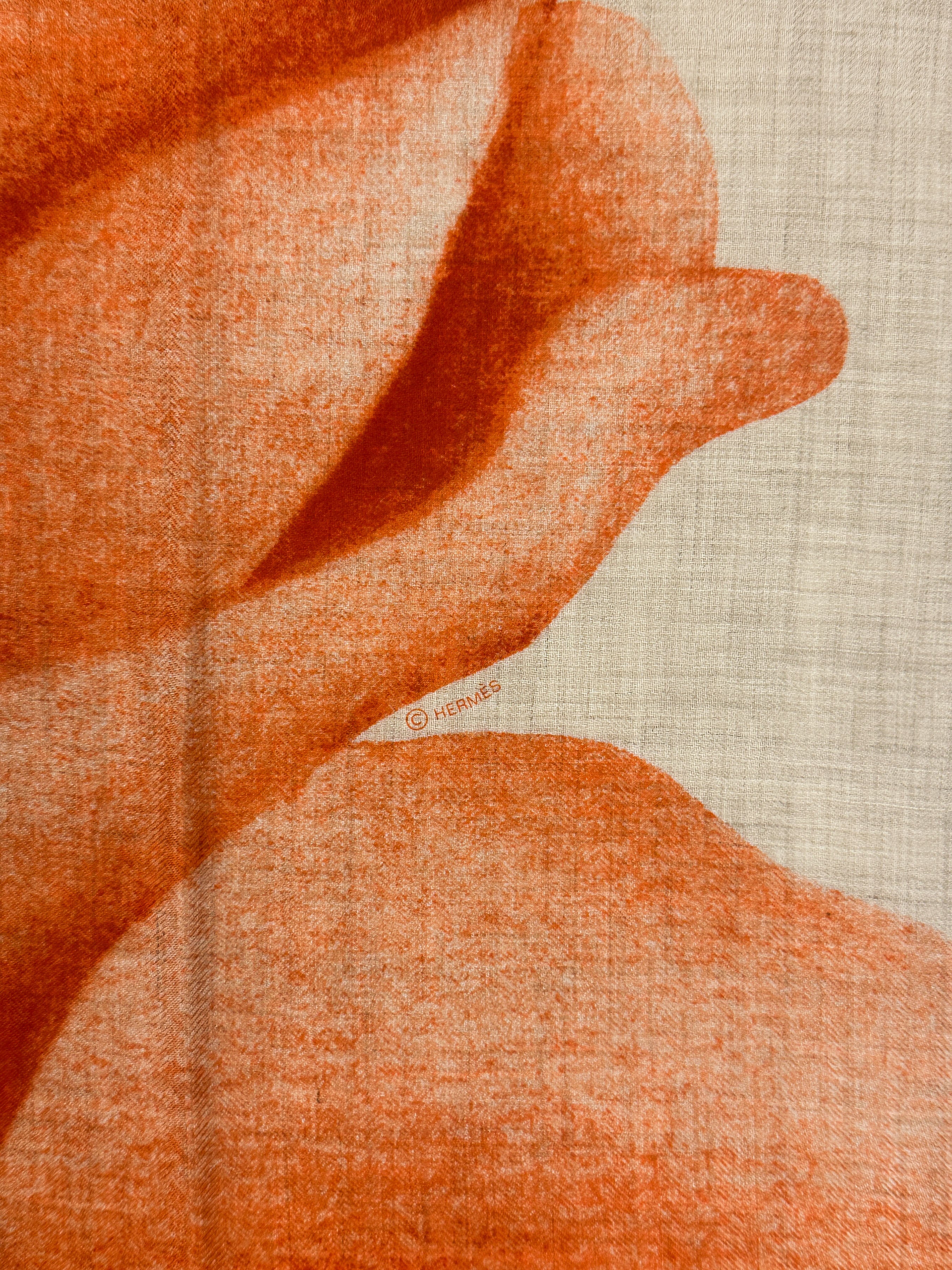 Hermès Une Rose Pour Alma Cashmere Silk 140