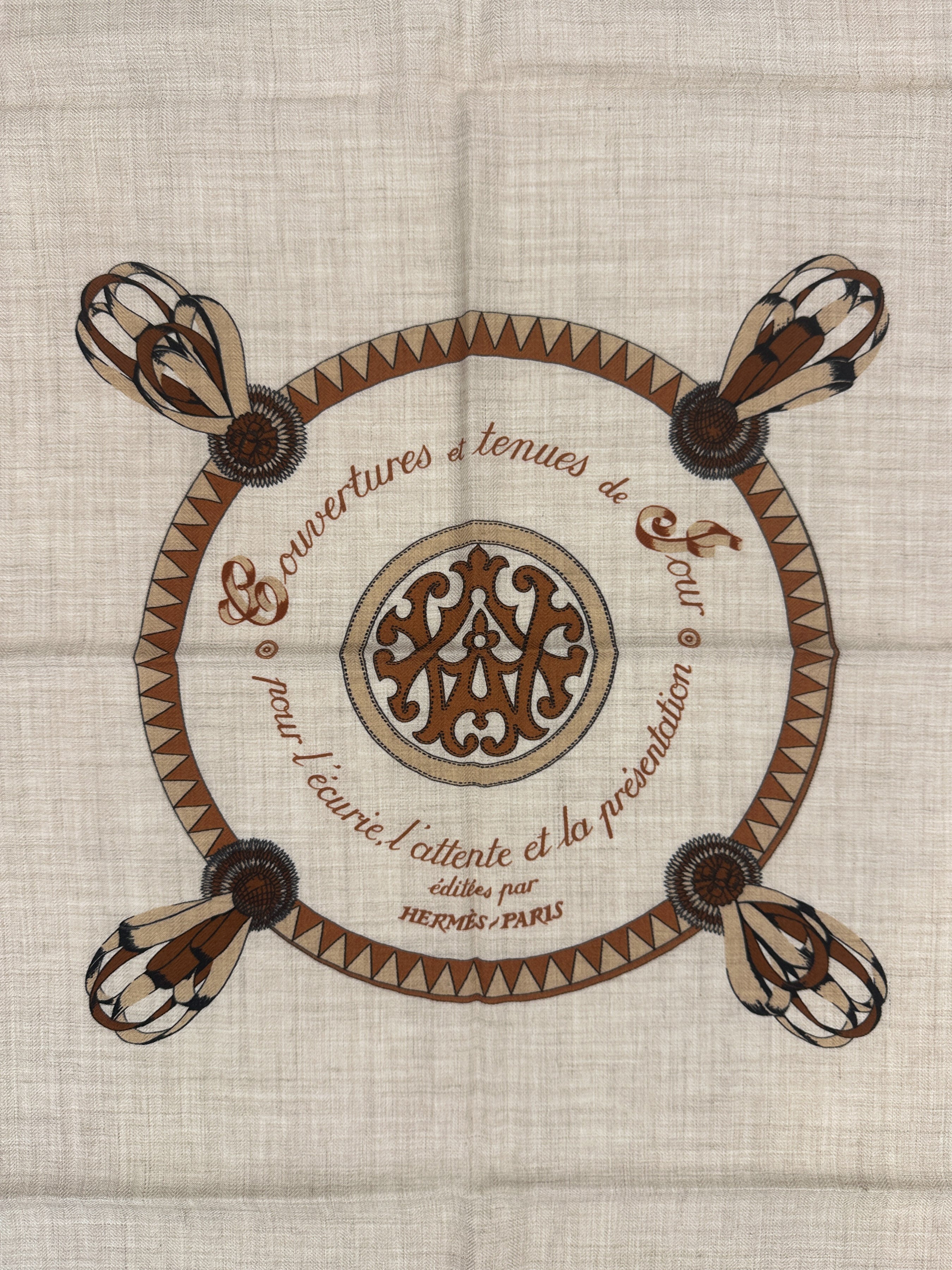 Hermès Encadré Blason Cashmere Silk 90