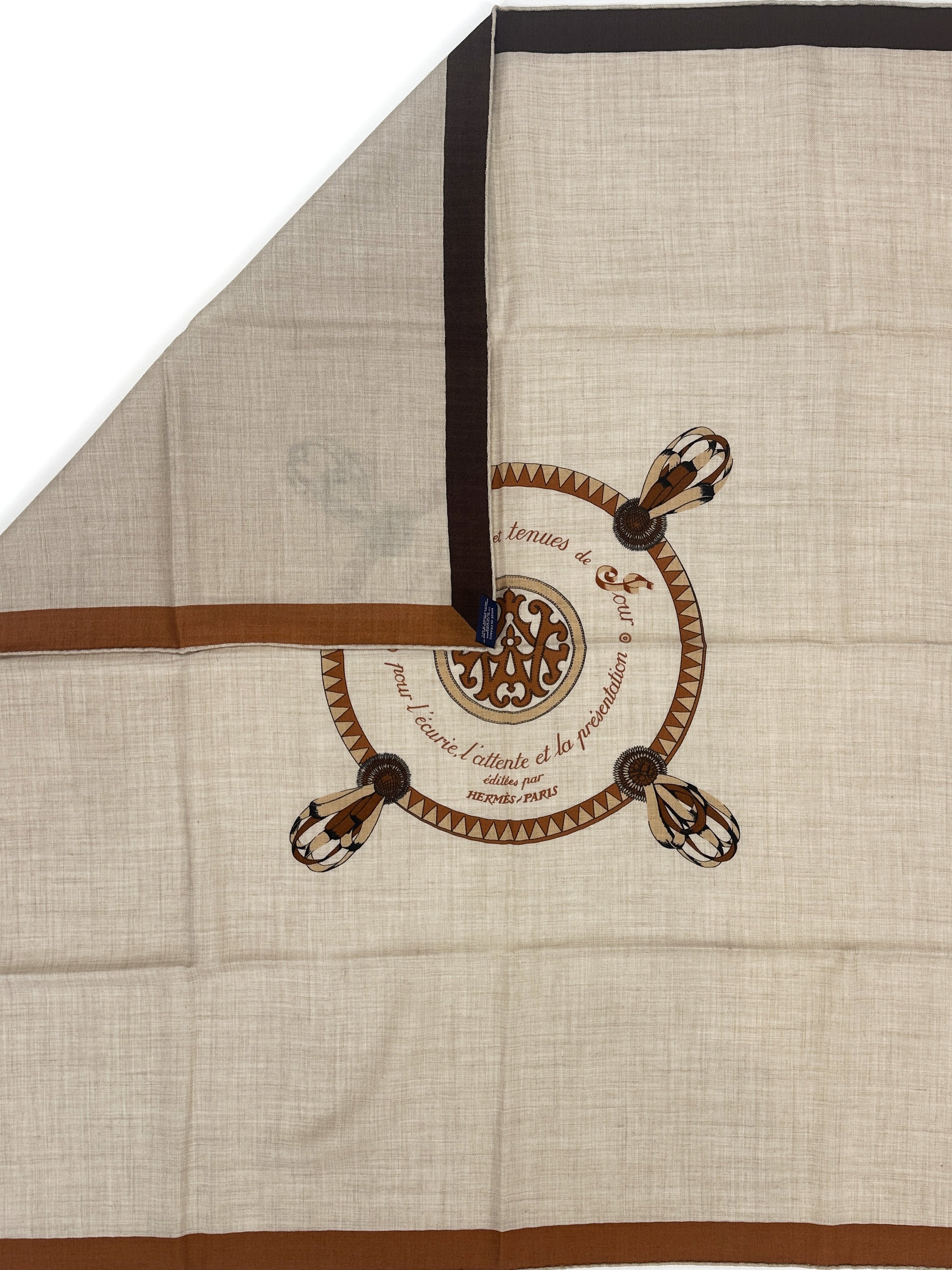 Hermès Encadré Blason Cashmere Silk 90