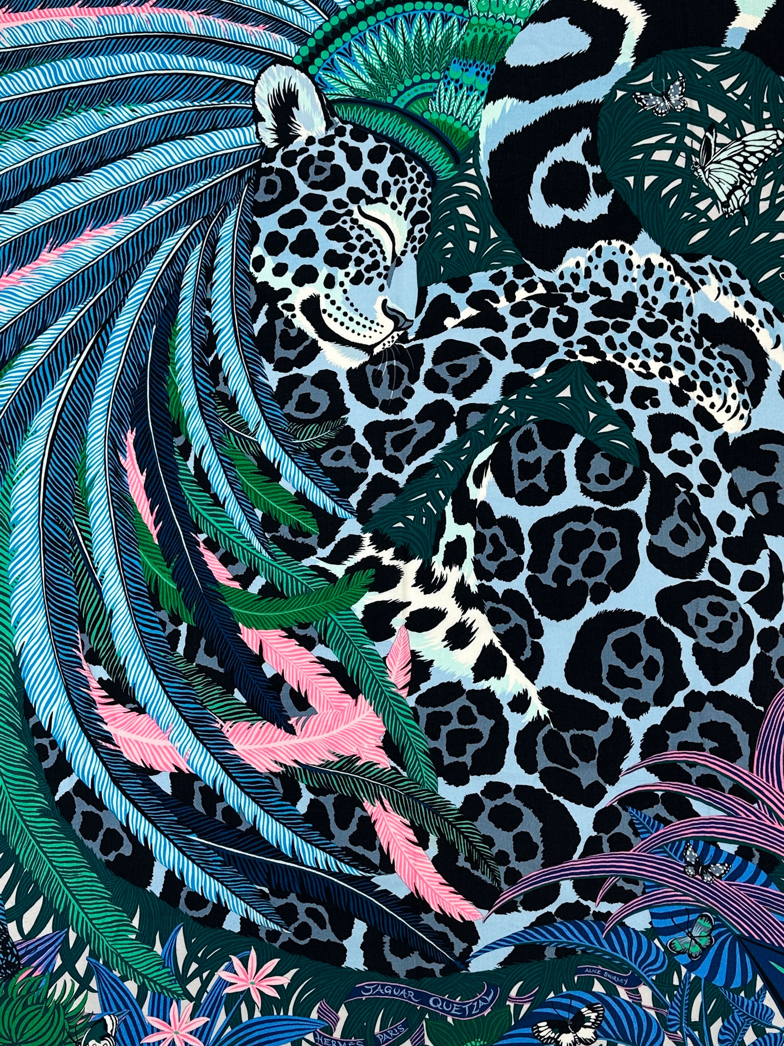 Hermès Jaguar Quetzal Cashmere Silk 140