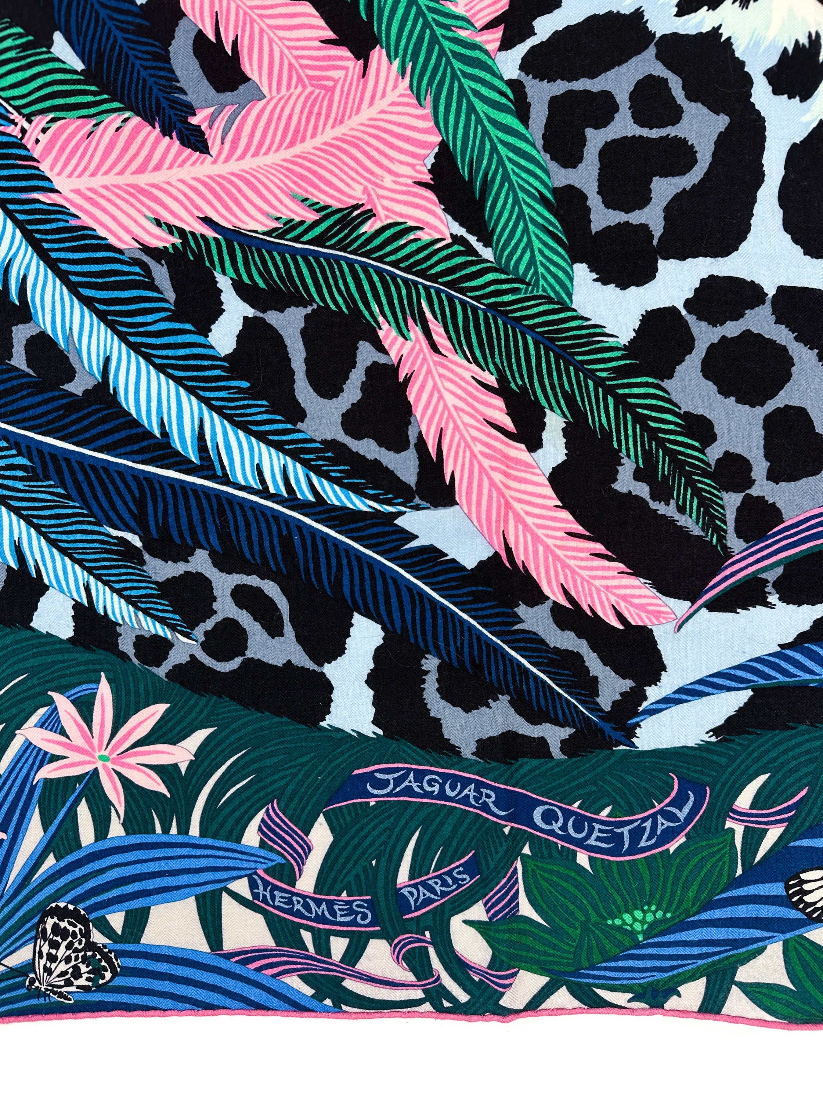 Hermès Jaguar Quetzal Cashmere Silk 140