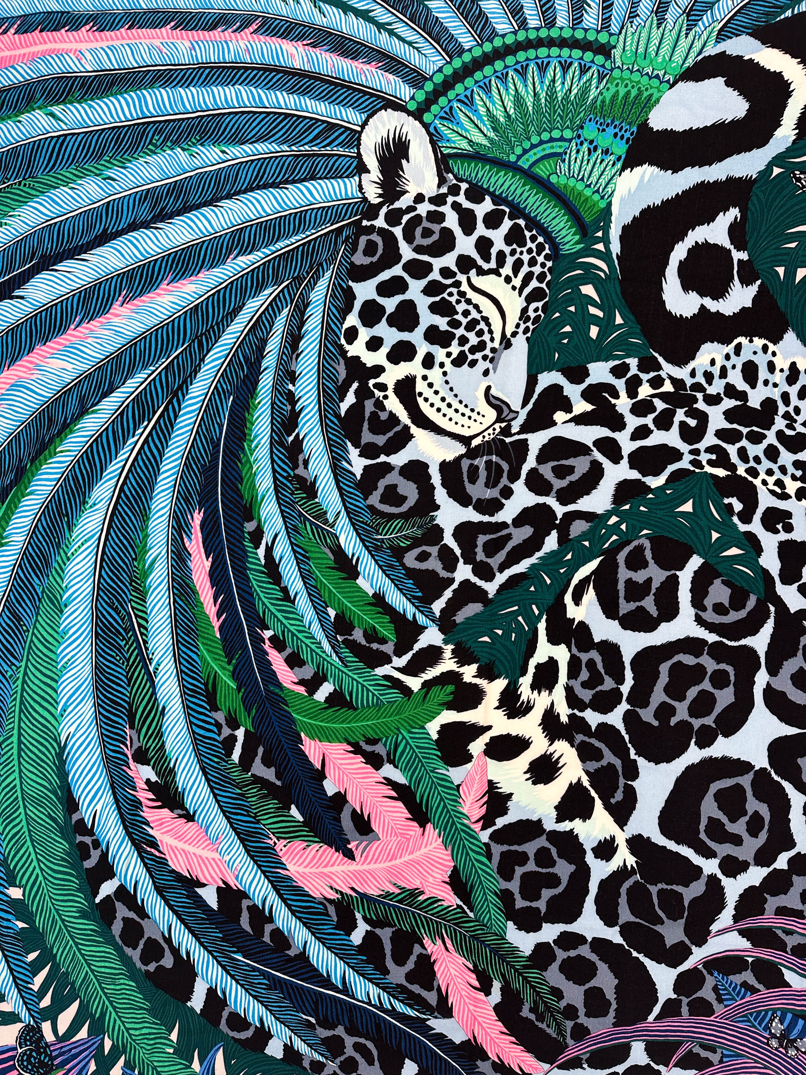 Hermès Jaguar Quetzal Cashmere Silk 140