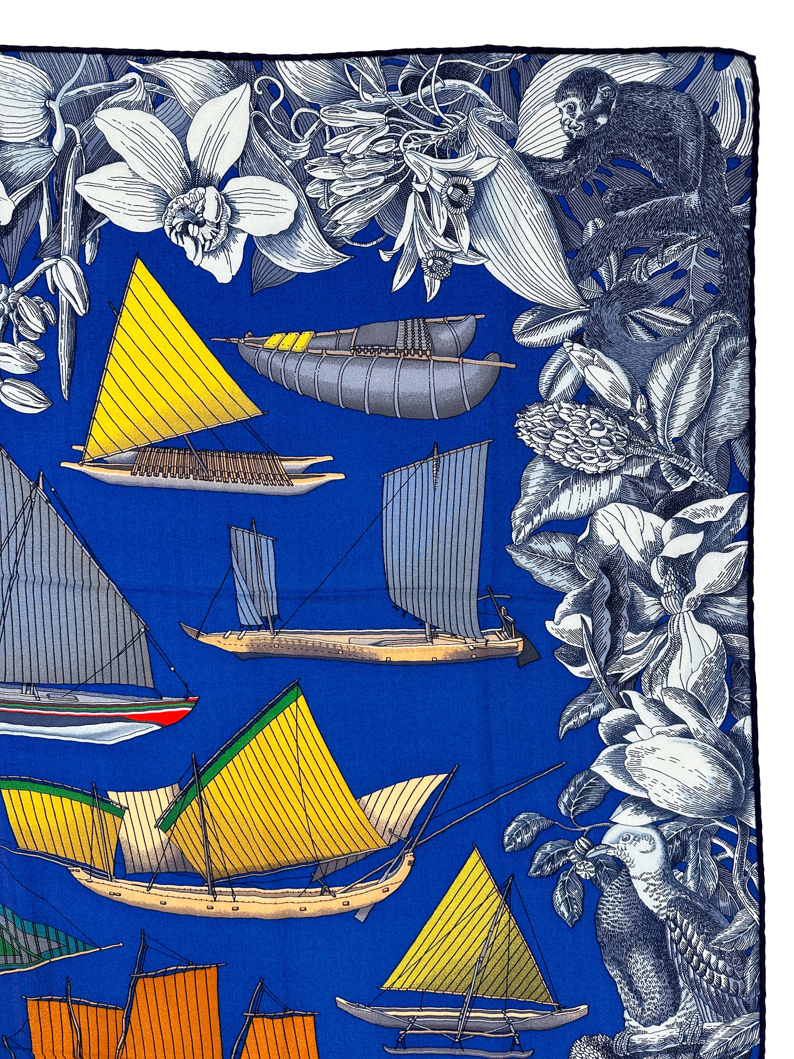 Hermès Tous les Bateaux du Monde Cashmere Silk 140