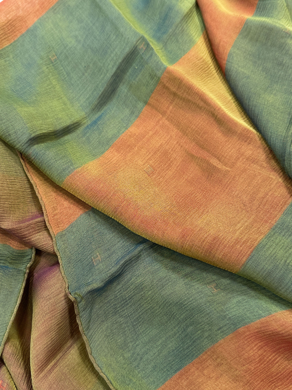 Hermès Embroidered H Changeant Mousseline Shawl