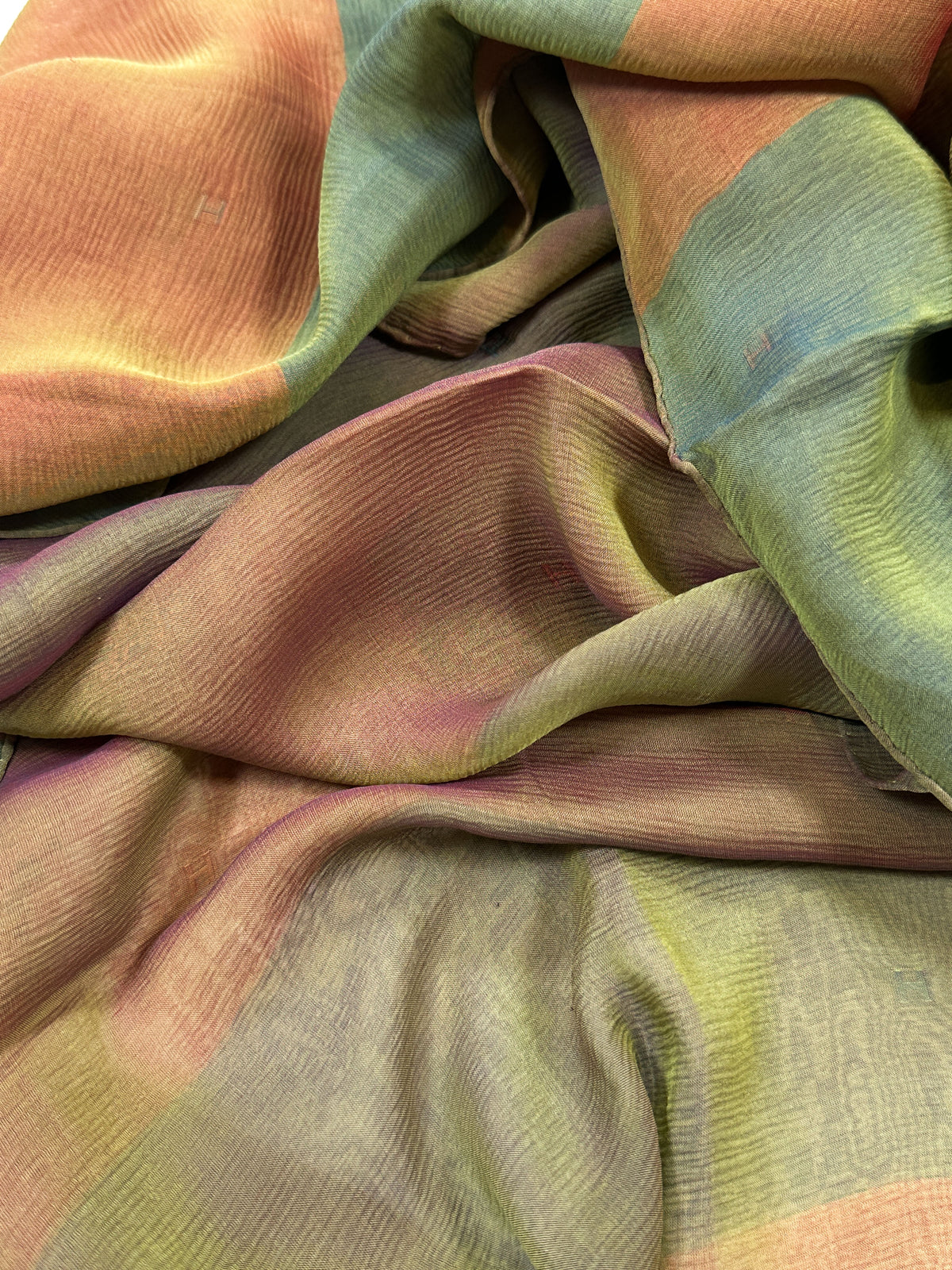 Hermès Embroidered H Changeant Mousseline Shawl