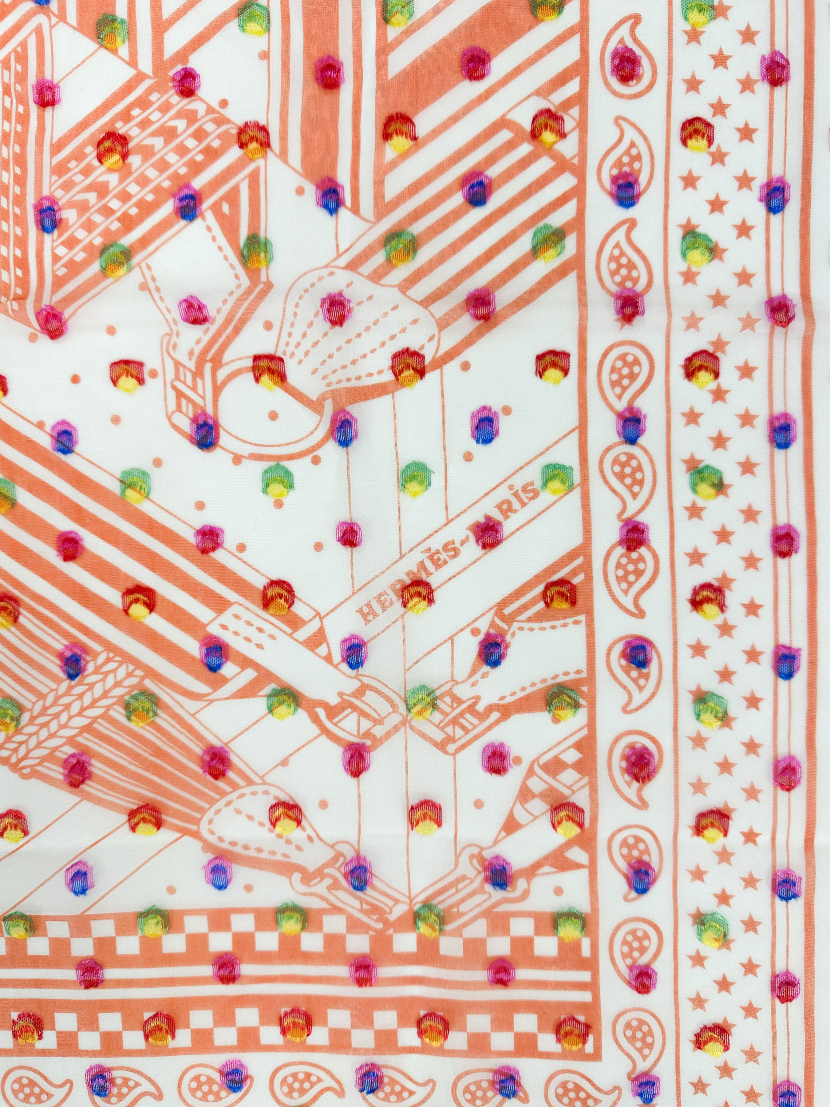 Hermès Sangles en Zig Zag Pois Rainbow Mousseline 60