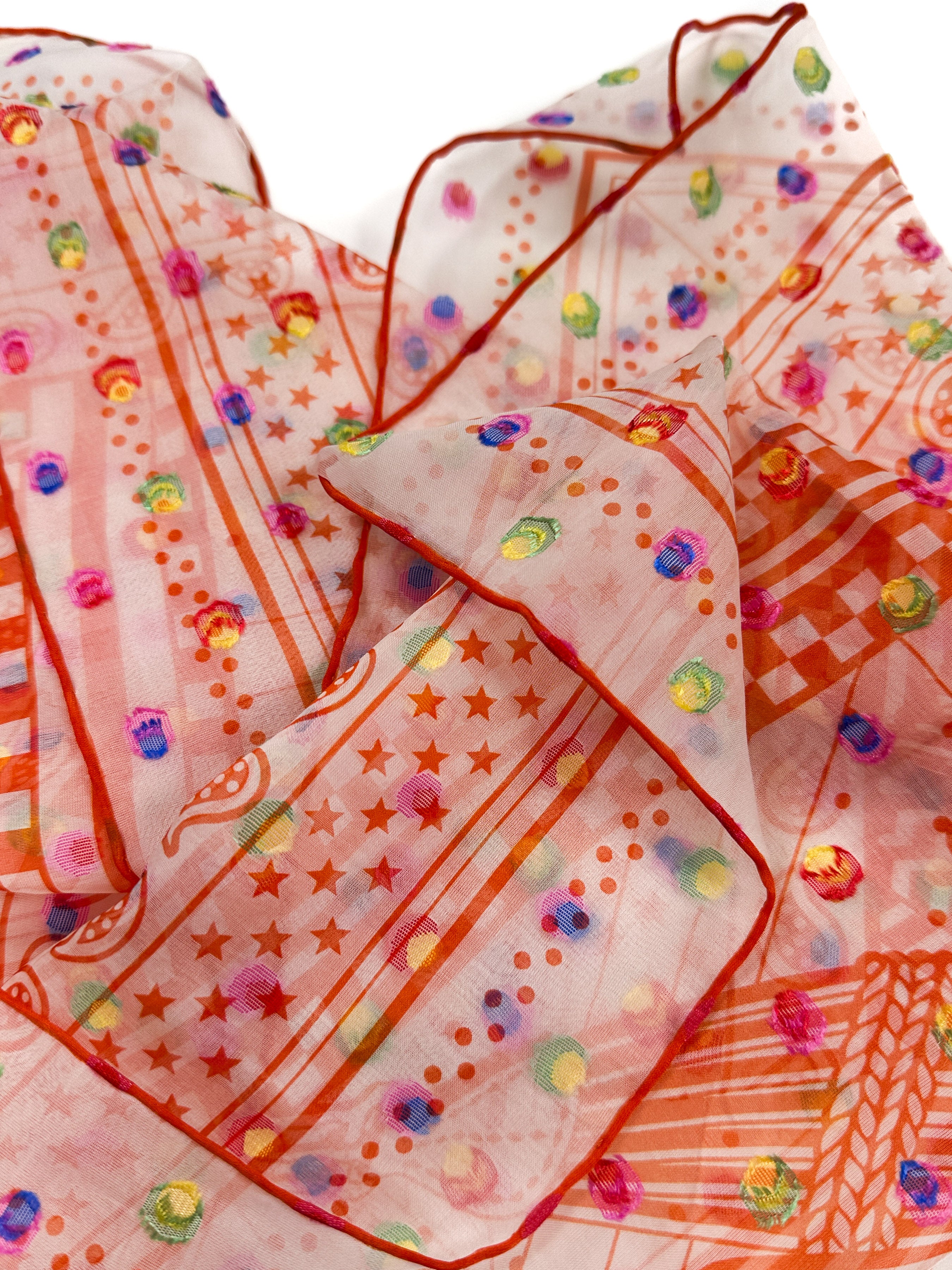Hermès Sangles en Zig Zag Pois Rainbow Mousseline 60