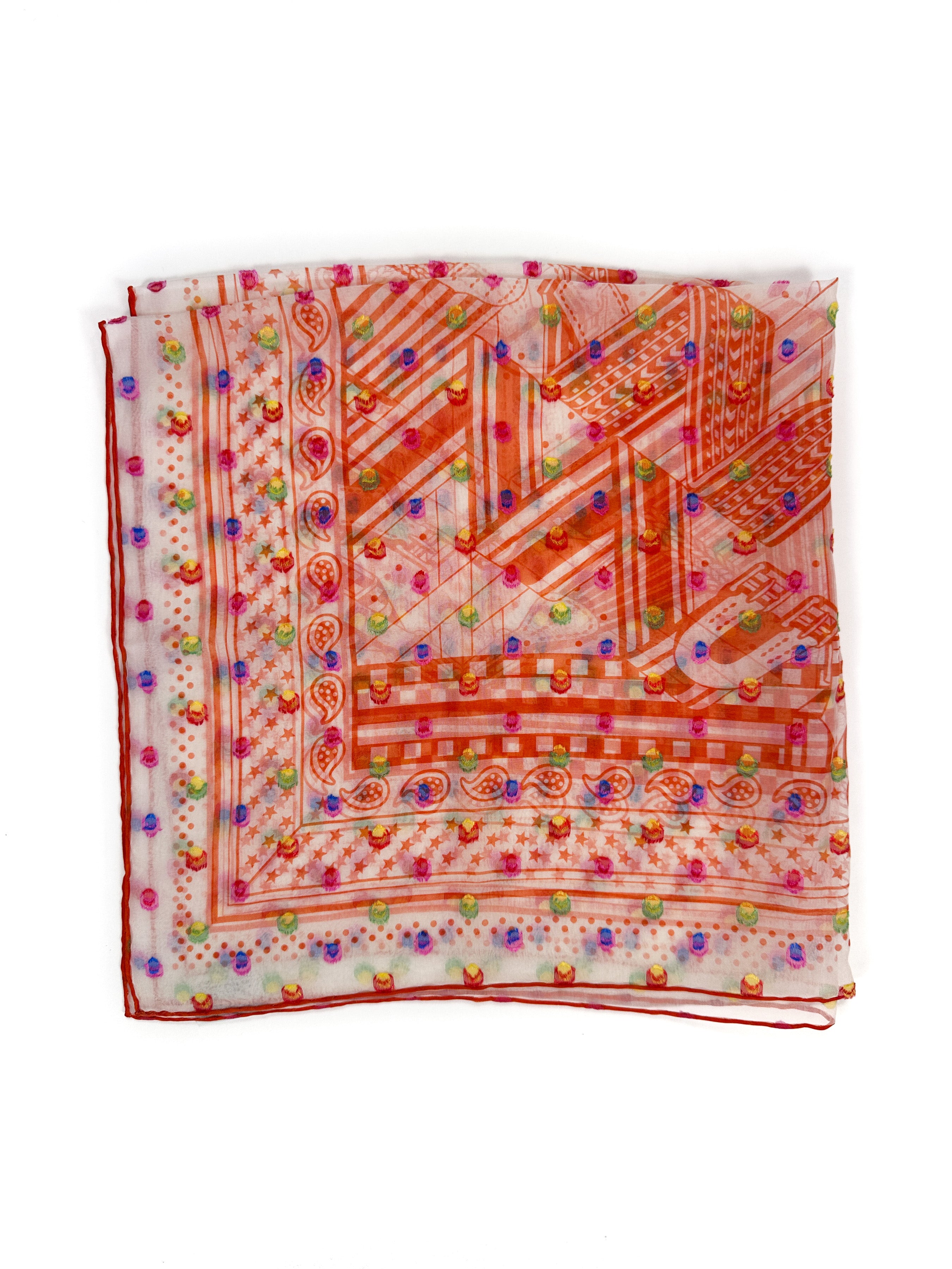 Hermès Sangles en Zig Zag Pois Rainbow Mousseline 60