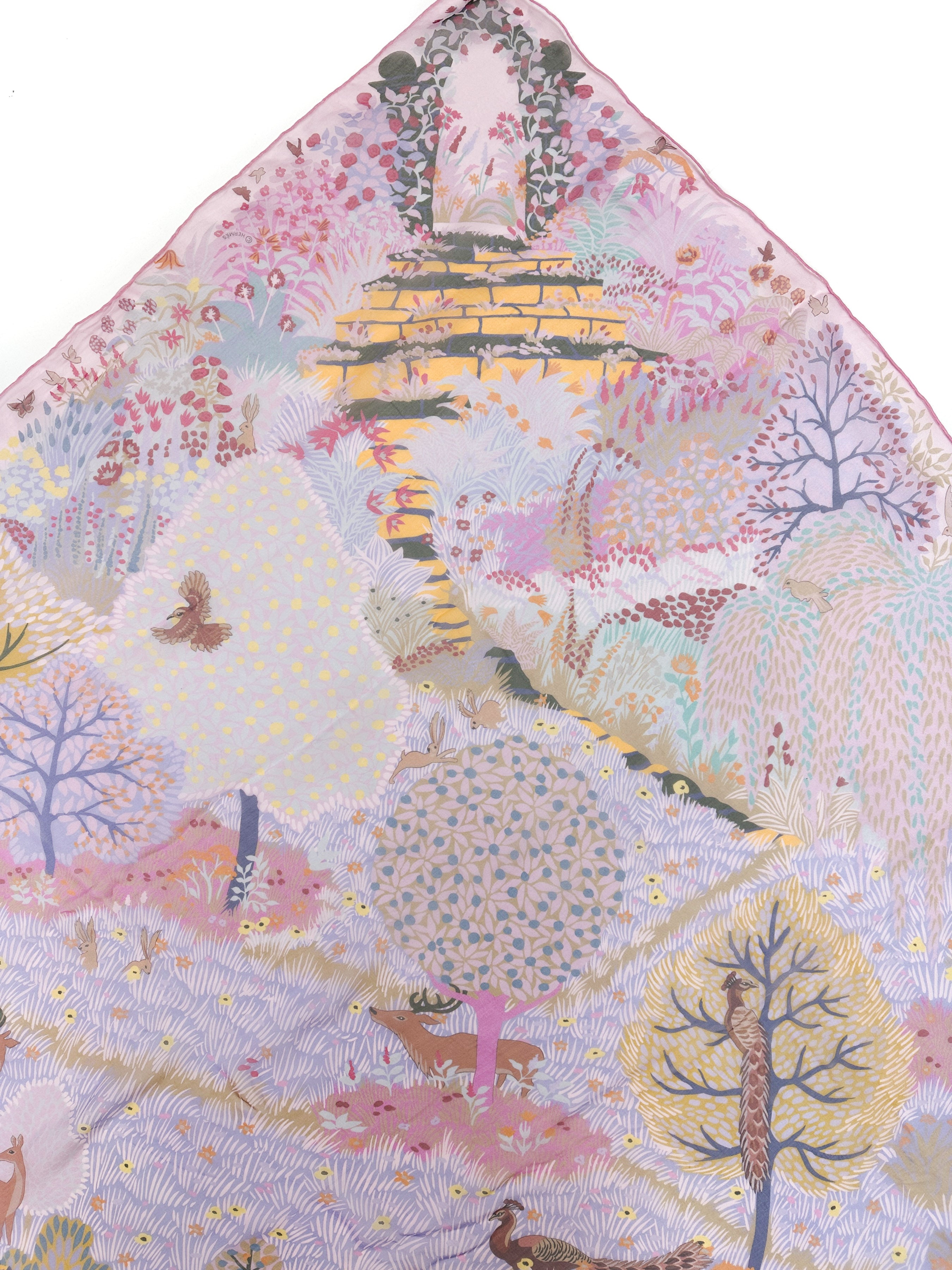 エルメス ショールカレ140 モスリン DANS UN JARDIN ストール Hermès Dans un Jardin Anglais Mousseline 140