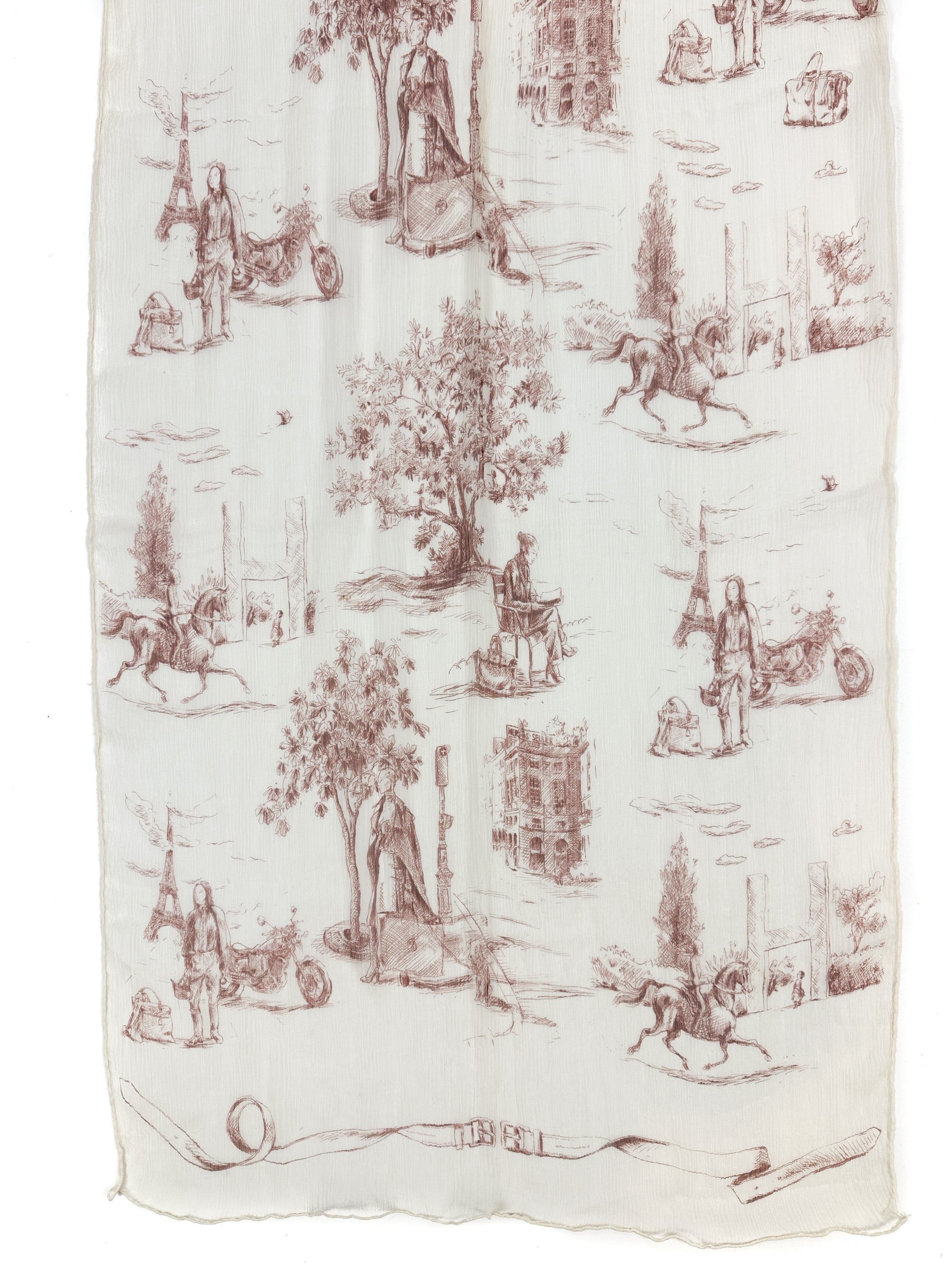 Hermès Toile de Jouy Crinkle Mousseline Shawl