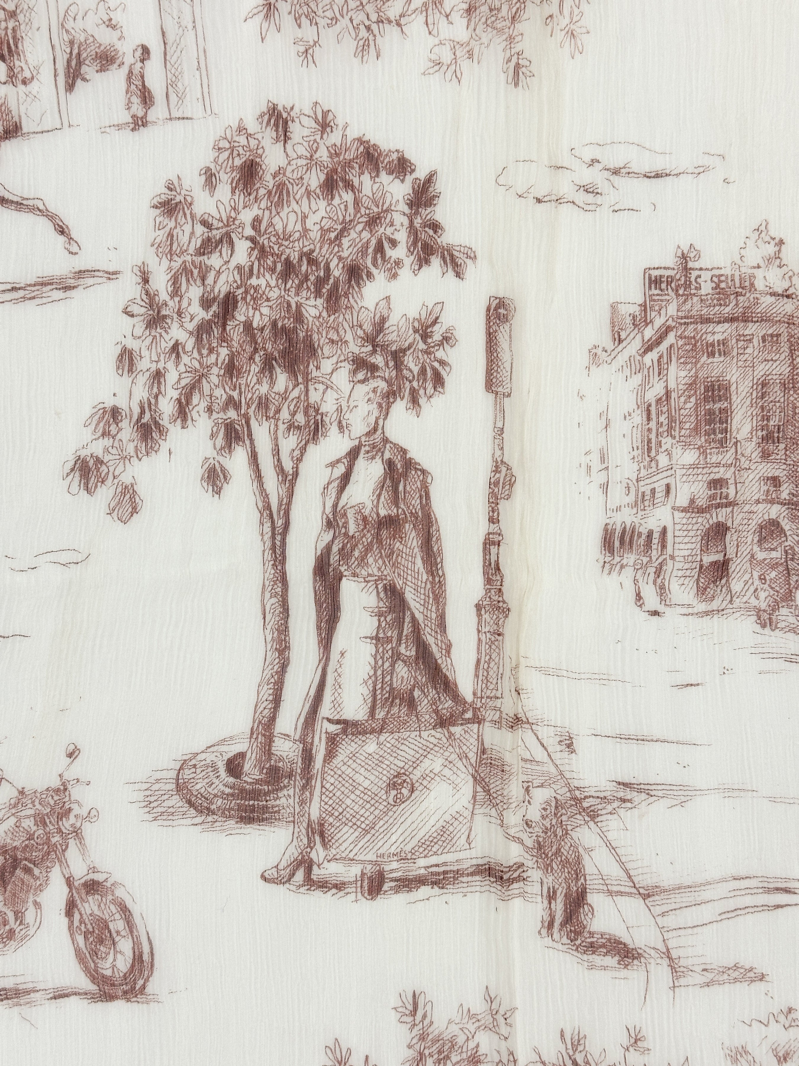 Hermès Toile de Jouy Crinkle Mousseline Shawl