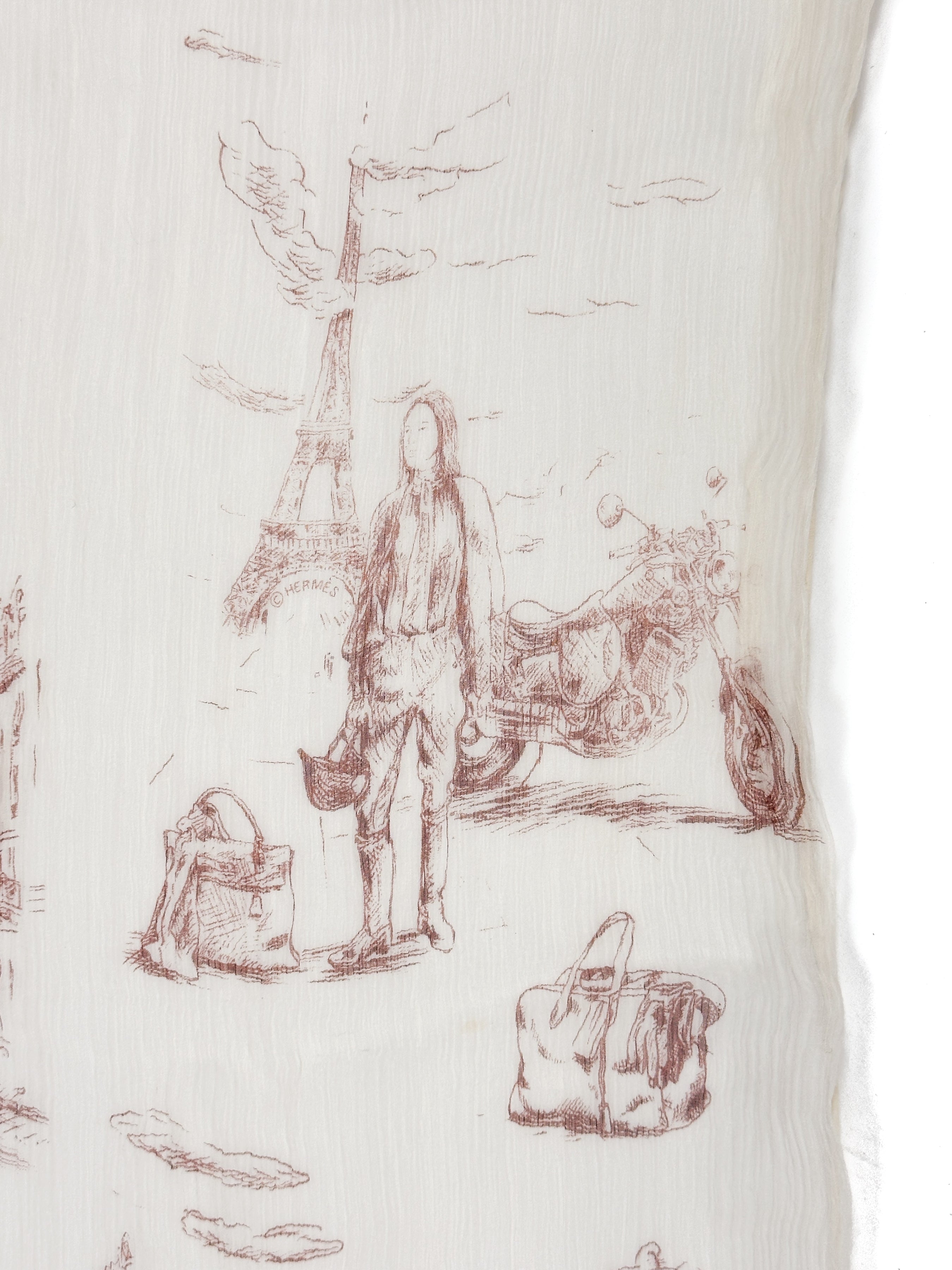 Hermès Toile de Jouy Crinkle Mousseline Shawl