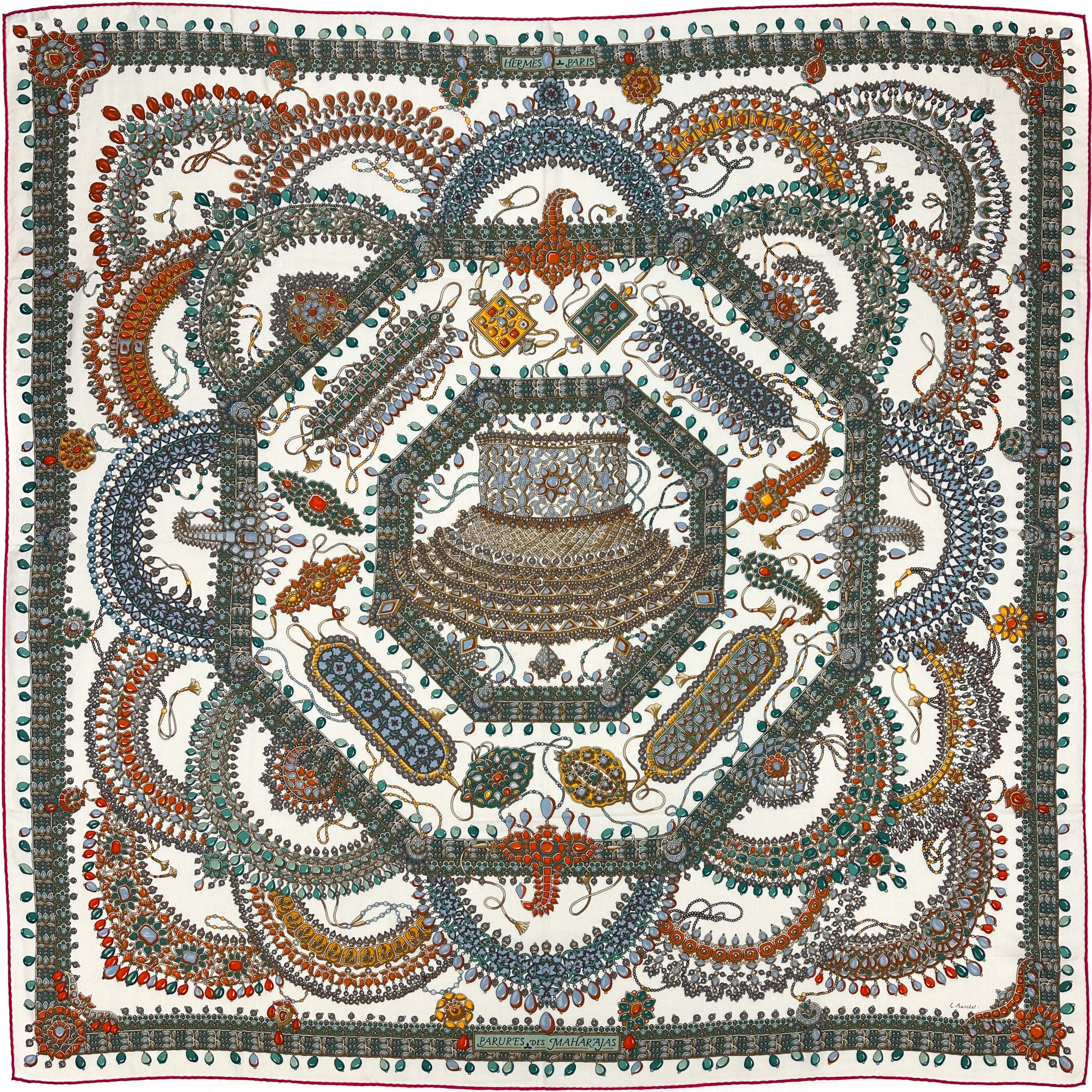 Parures Triomphales - 美術書 Hermès Parures des Maharajas Cashmere Silk 140