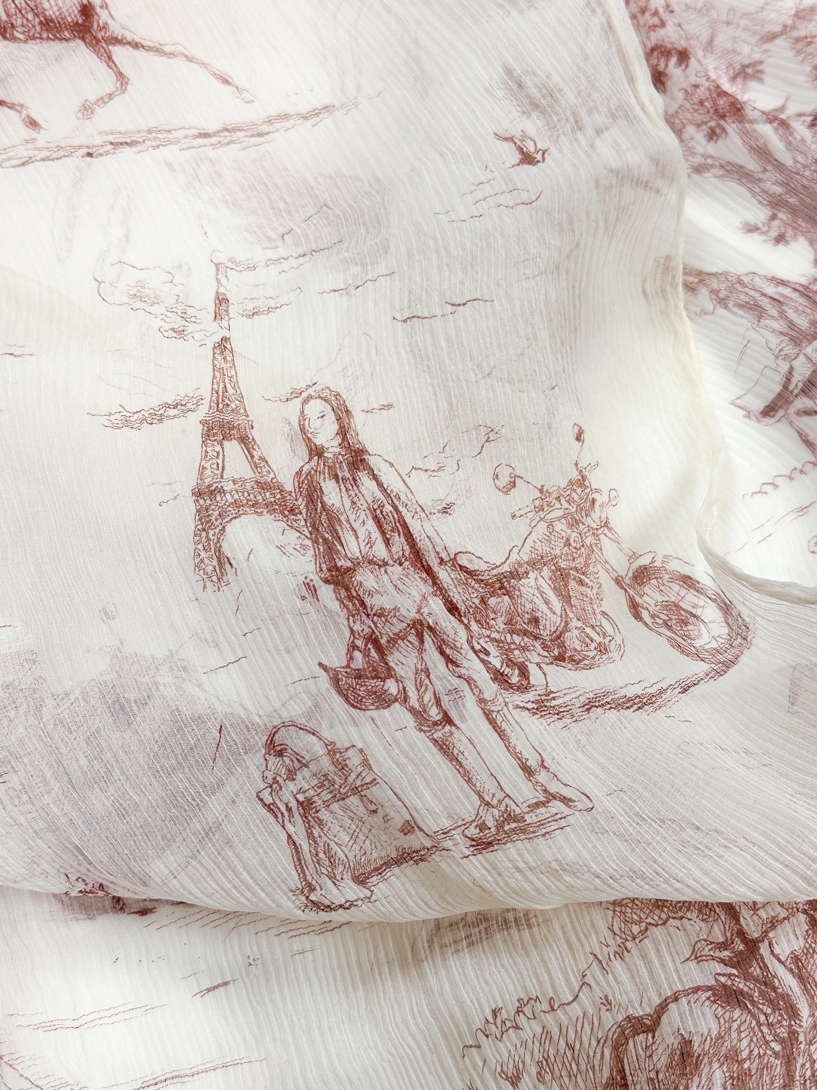 Hermès Toile de Jouy Crinkle Mousseline Shawl