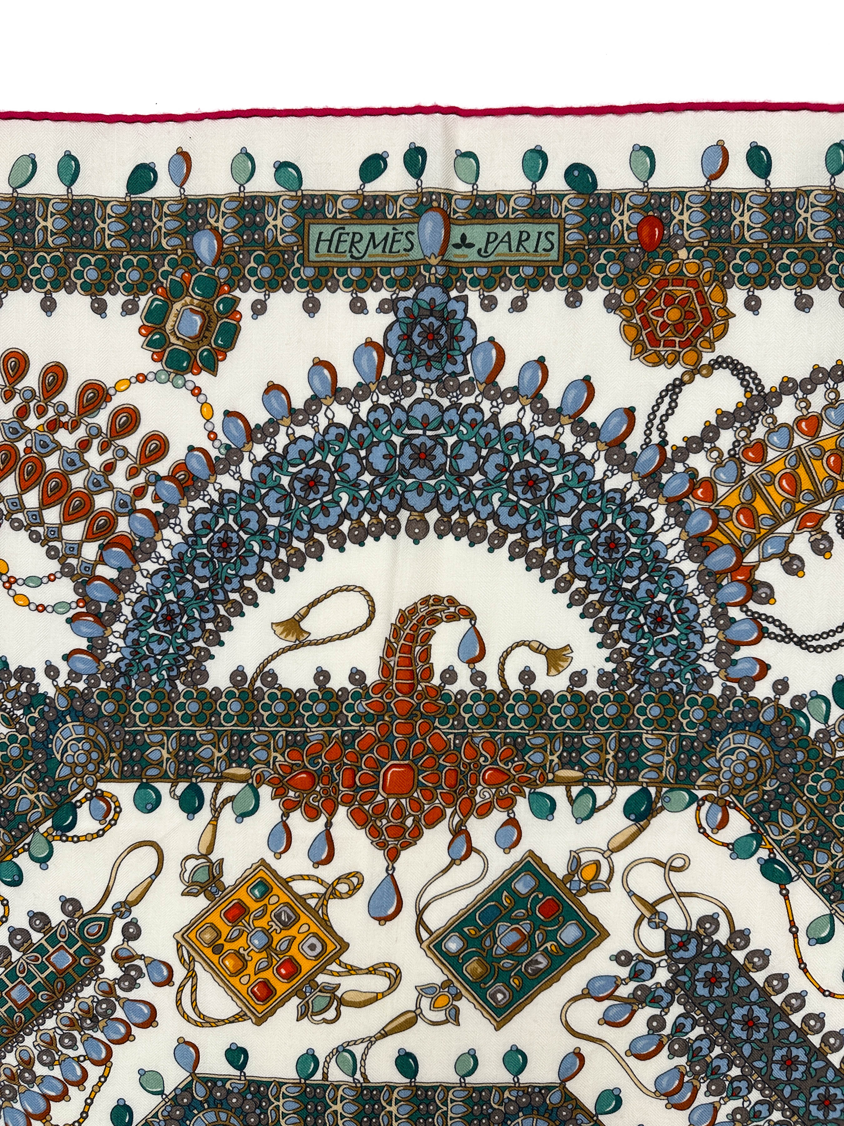 【極美品】HERMES-PARIS マイク柄 Hermès Parures des Maharajas Cashmere Silk 140