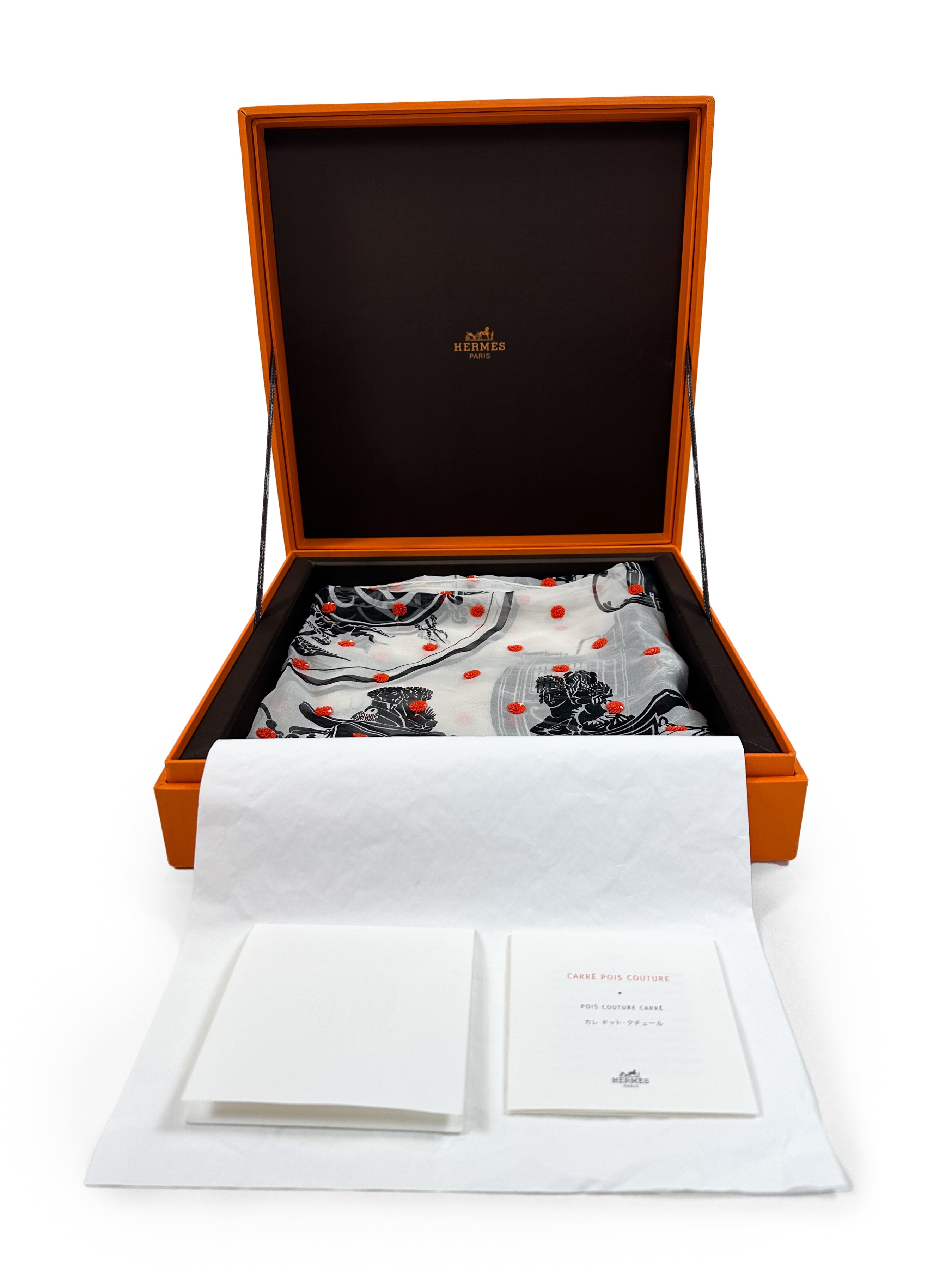 Hermès Ex-Libris Au Pois Couture Exceptional Sequin Mousseline 90