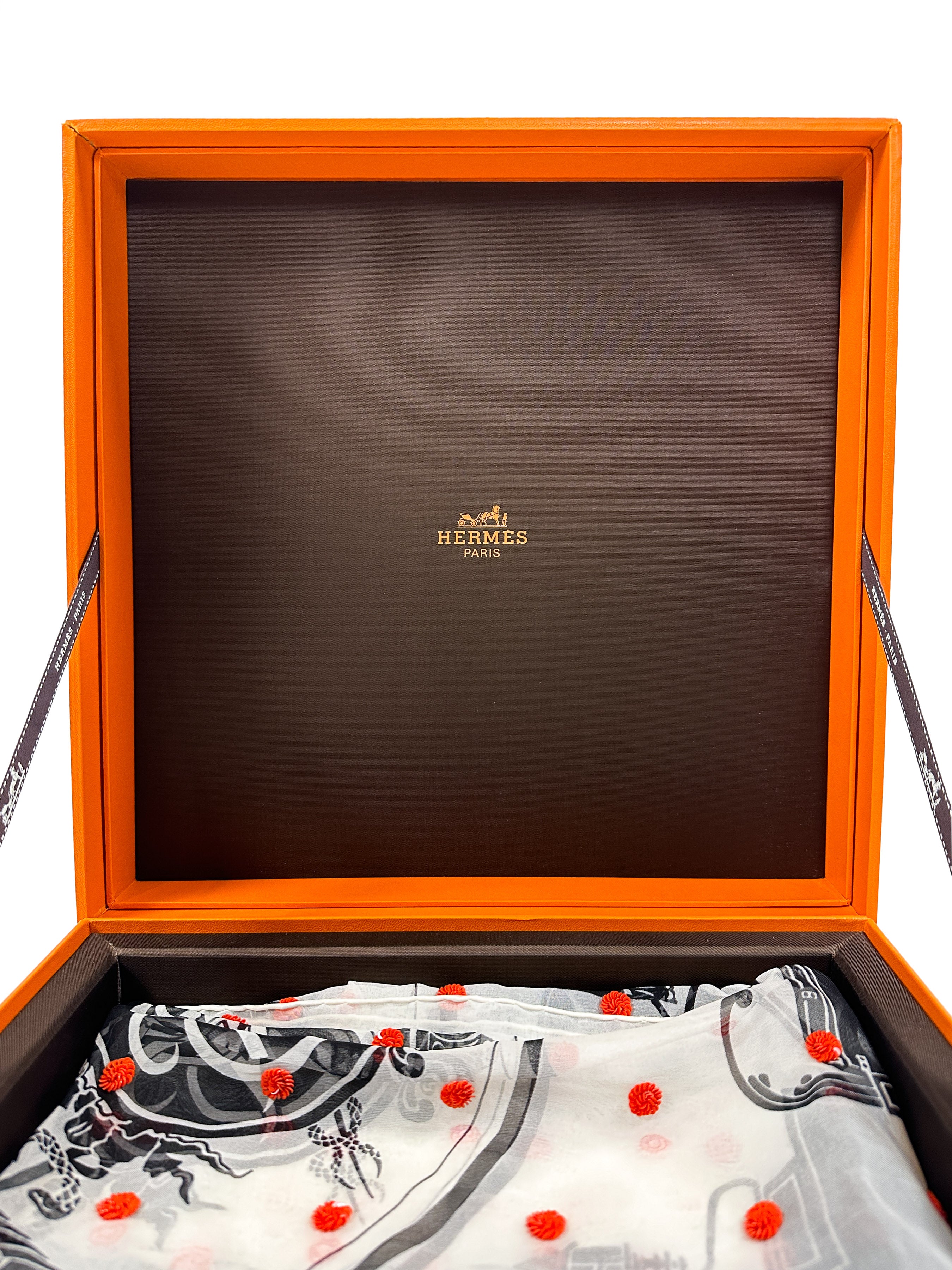 Hermès Ex-Libris Au Pois Couture Exceptional Sequin Mousseline 90