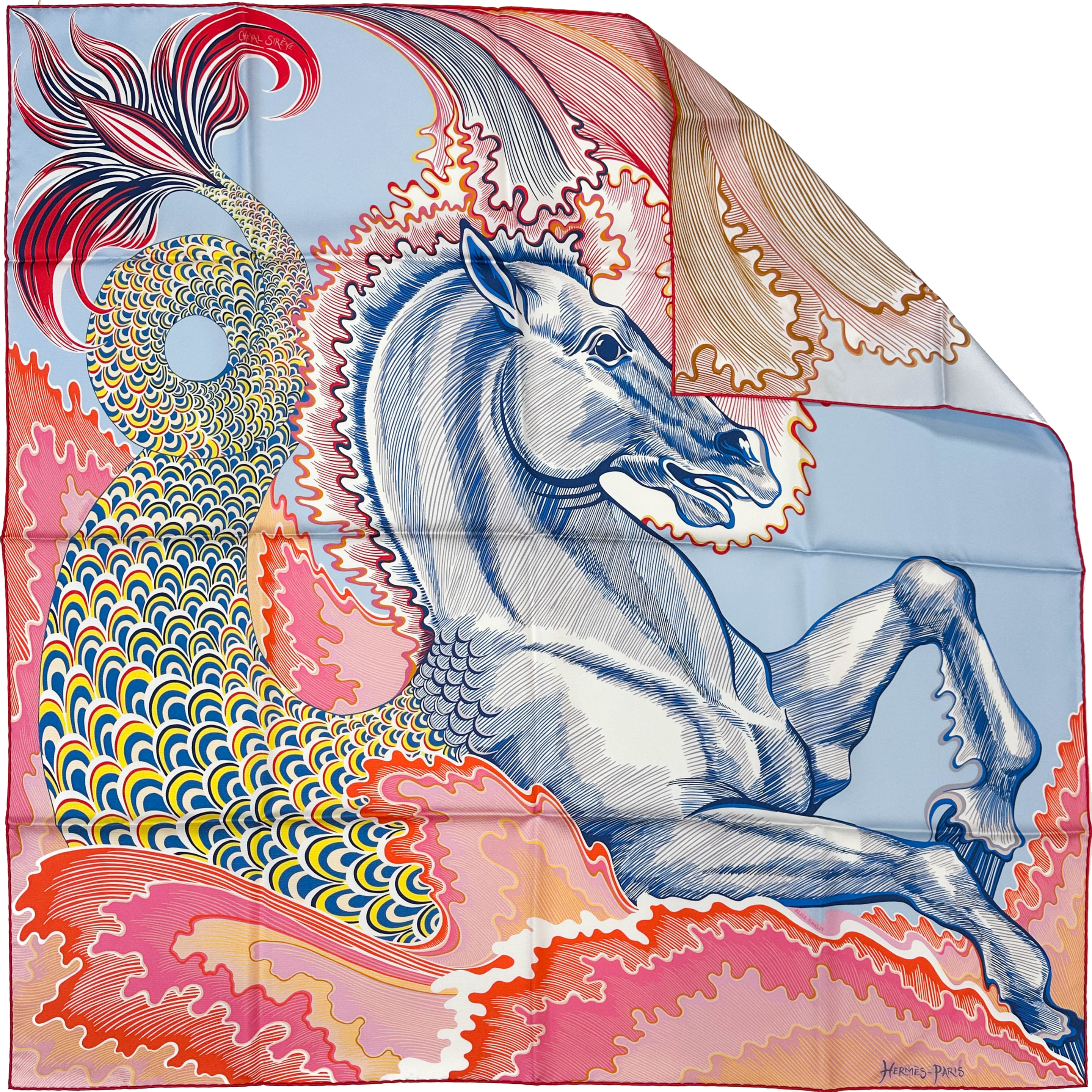 Hermès Cheval Sirene Double Face 90