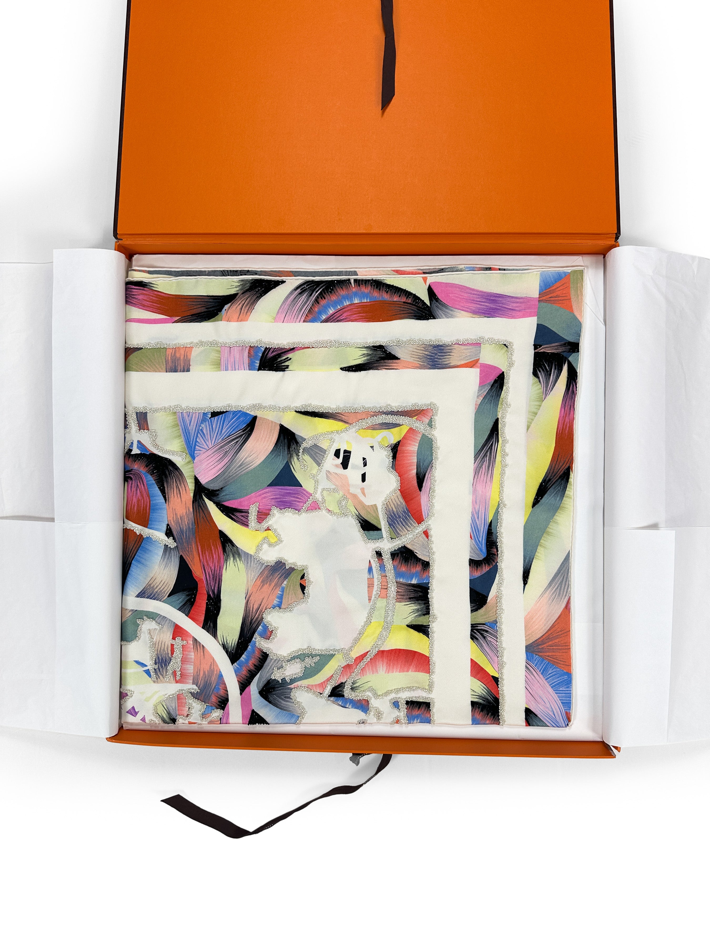 Hermès Ex-Libris Marble Exceptional Beaded 90