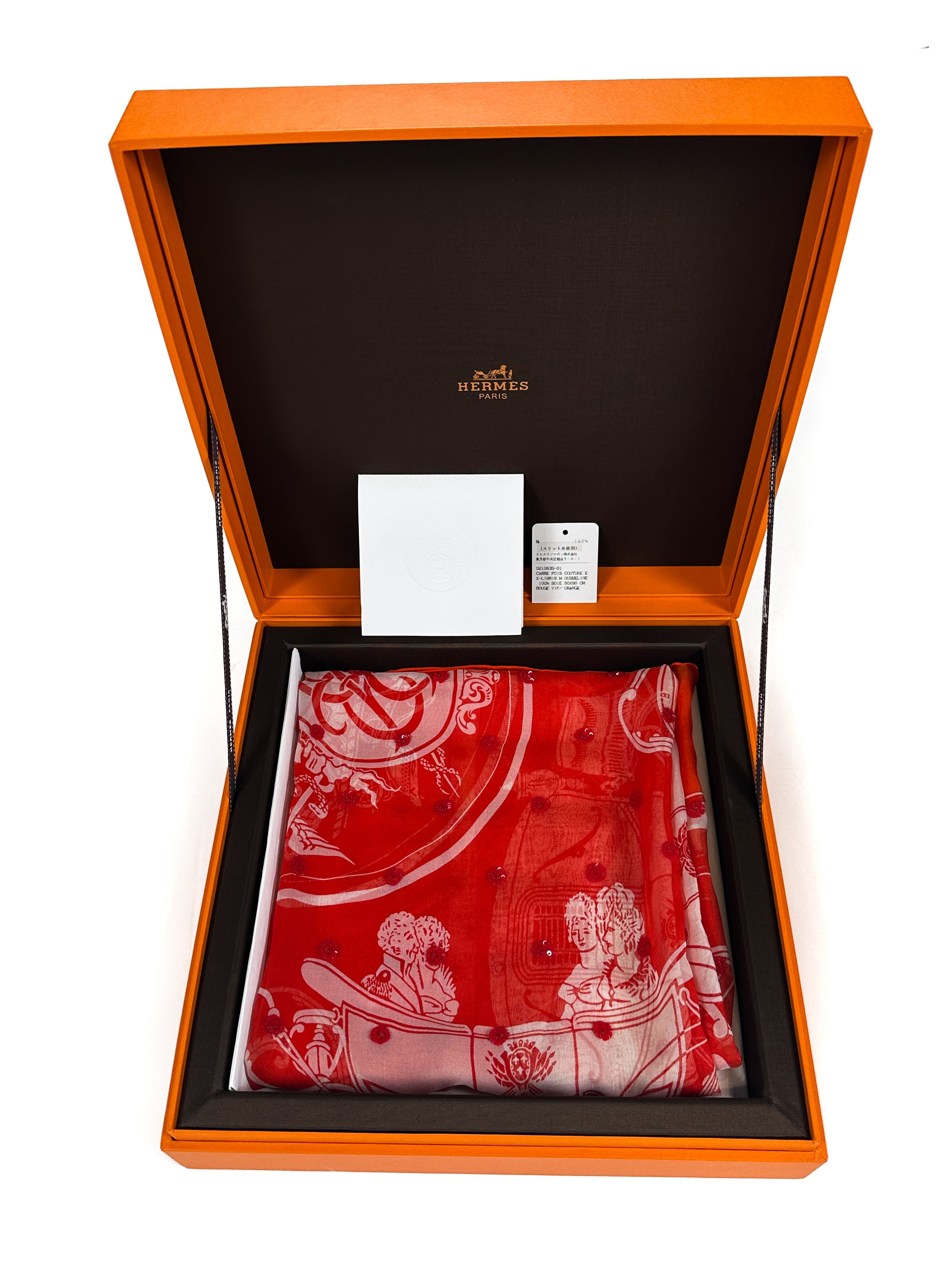 Hermès Ex-Libris Au Pois Couture Exceptional Sequin Mousseline 90