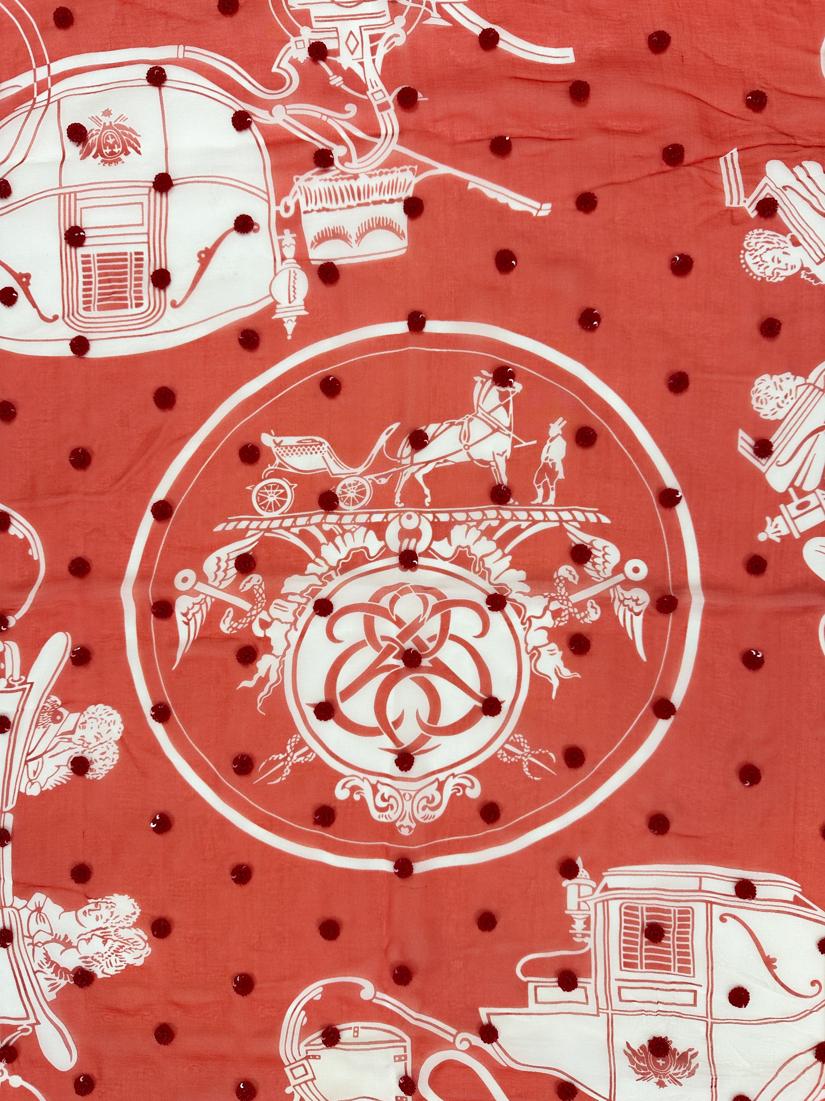 Hermès Ex-Libris Au Pois Couture Exceptional Sequin Mousseline 90