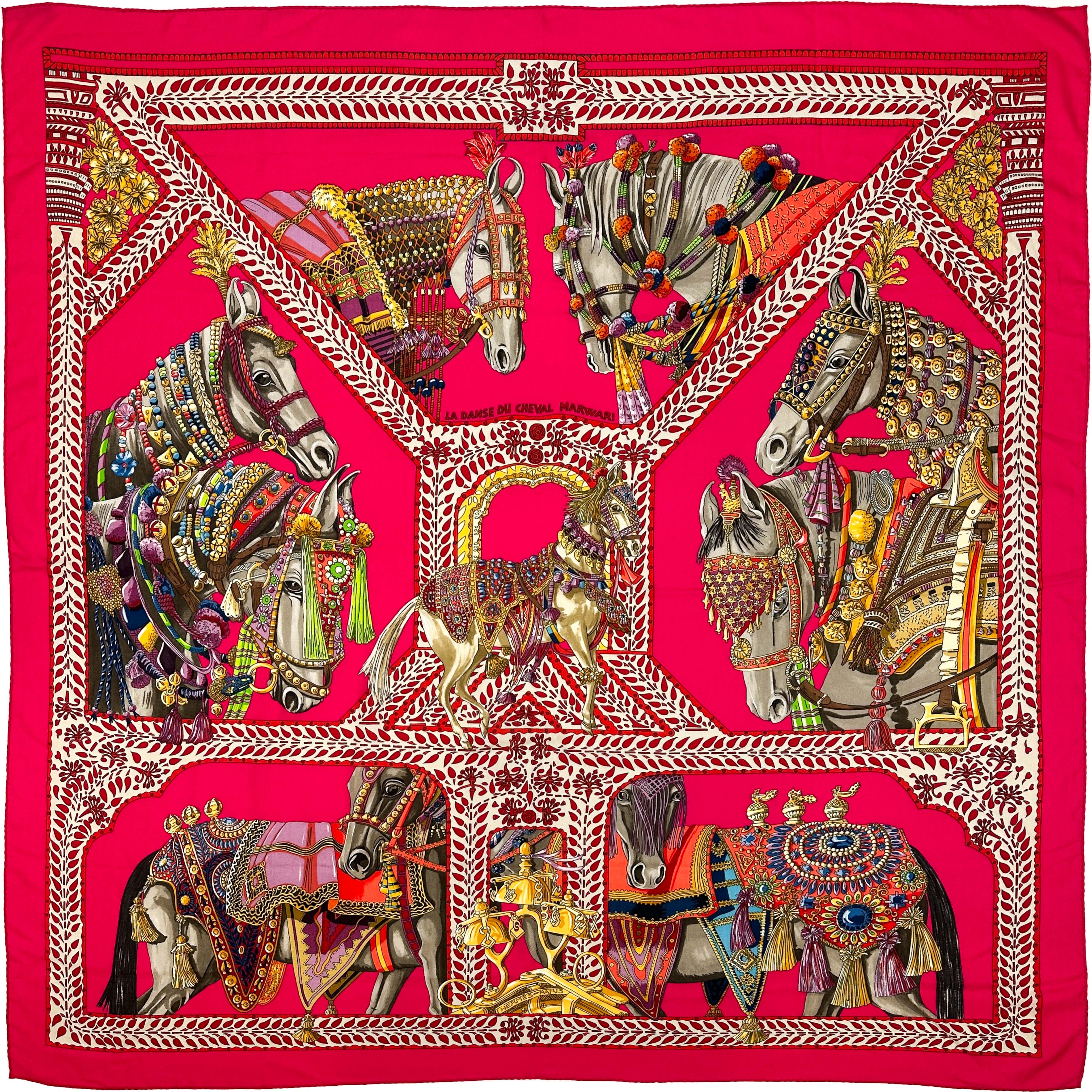 Hermès La Danse du Cheval Marwari Cashmere Silk 140