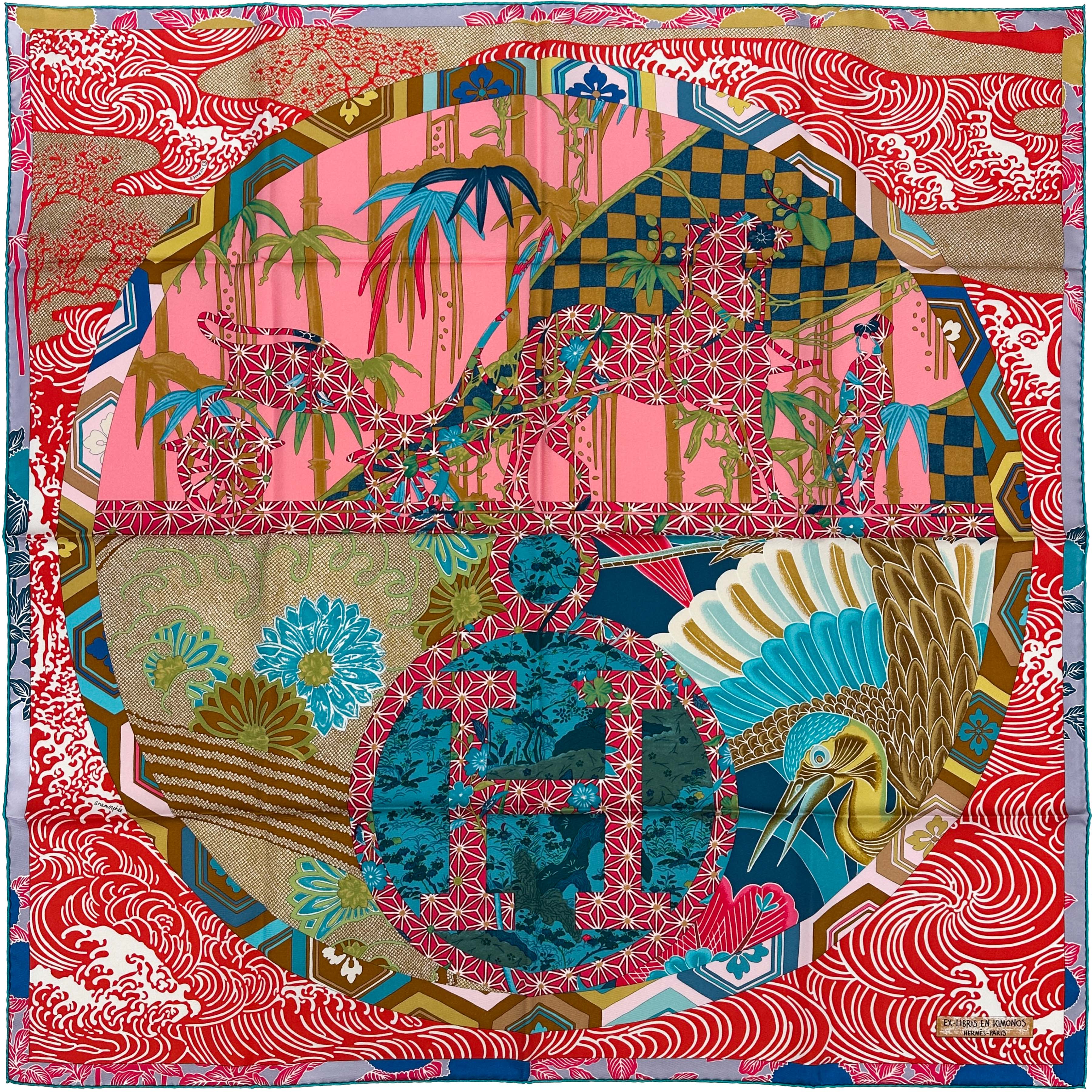 未使用級✨HERMES EX-LIBRIS EN KIMONOS カレジュアン Hermès Ex-Libris en Kimonos 90