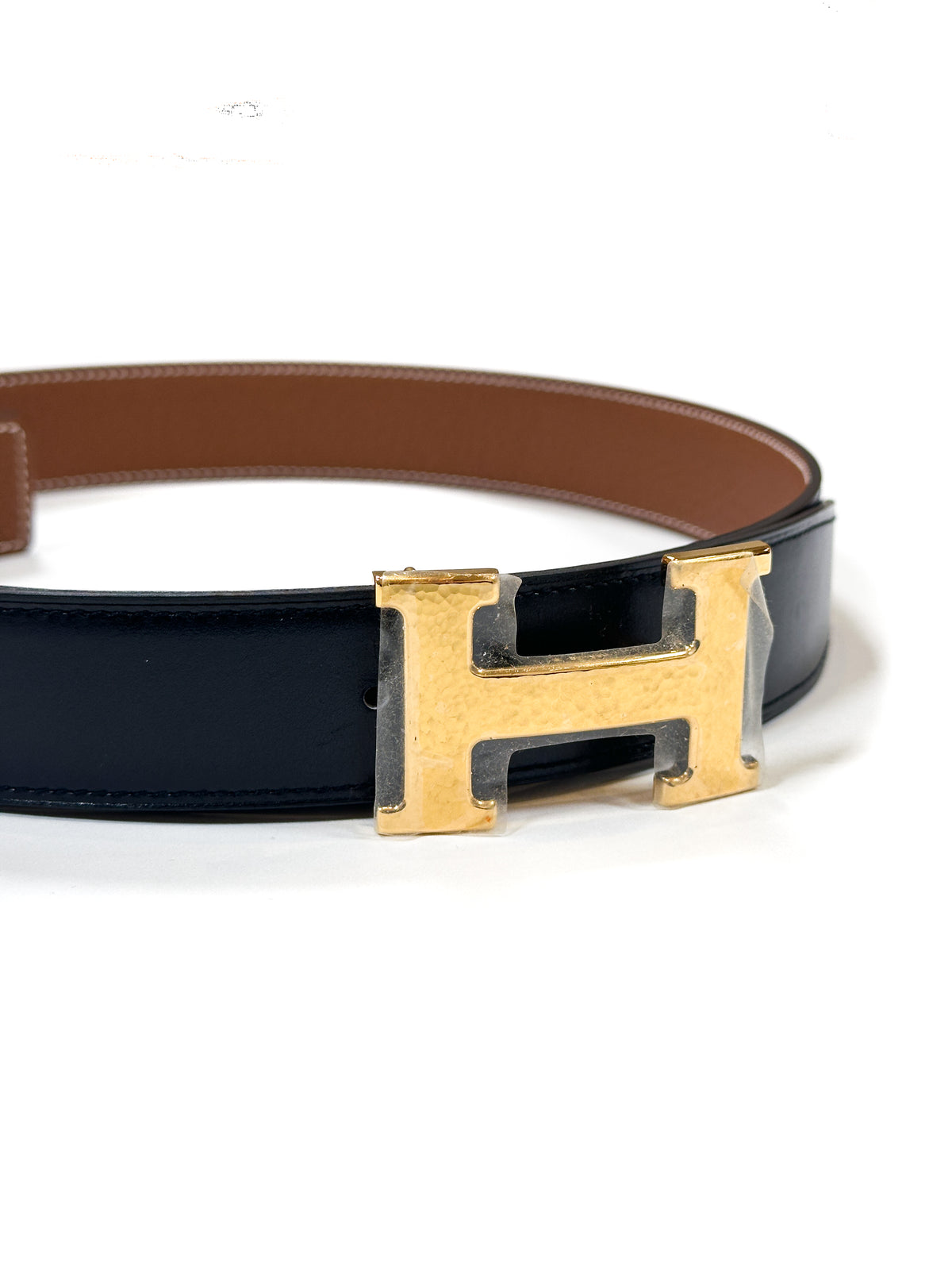 Hermès Mini Hammered Constance Belt Buckle & Reversible Leather Strap