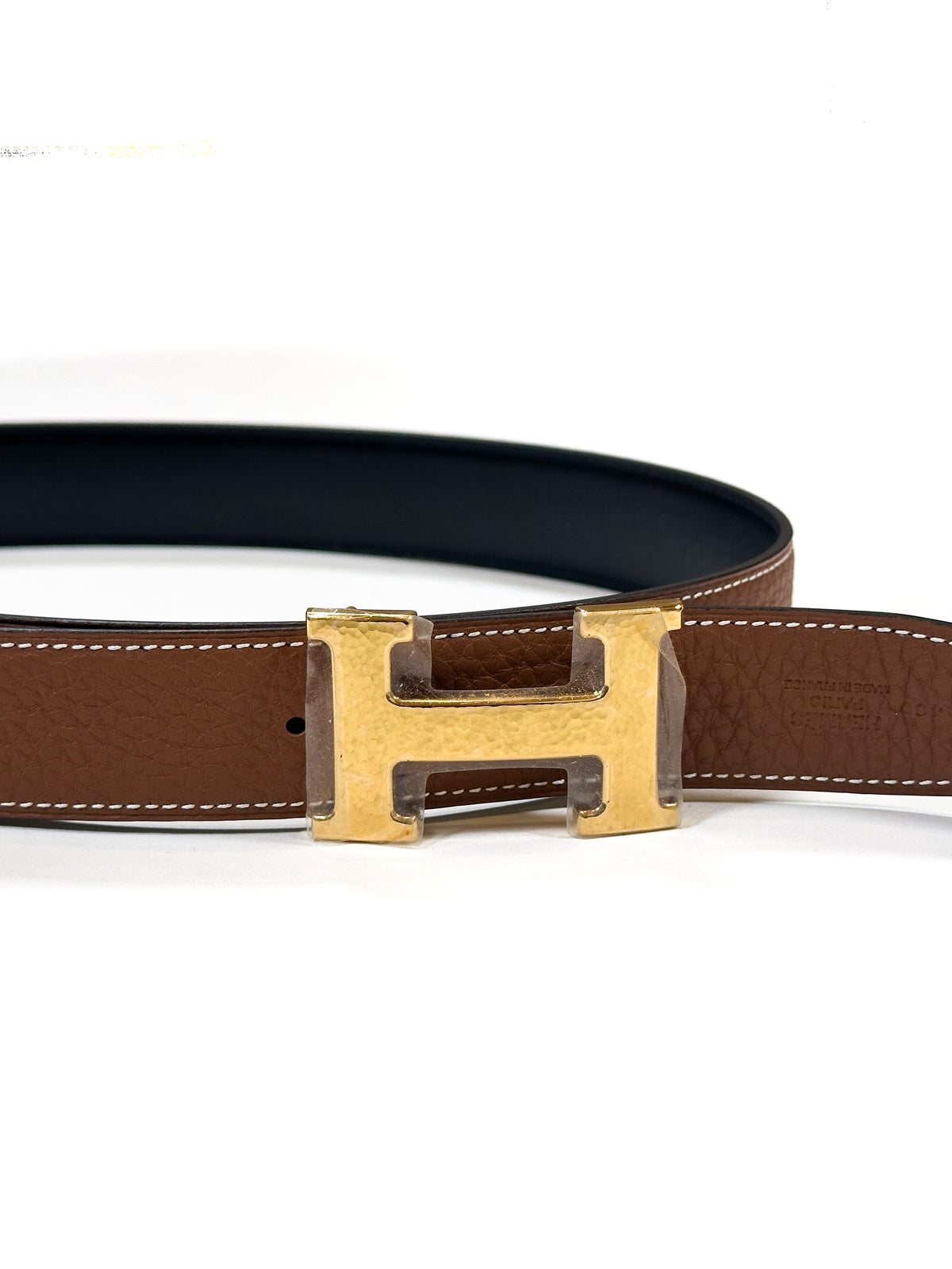 Hermès Mini Hammered Constance Belt Buckle & Reversible Leather Strap
