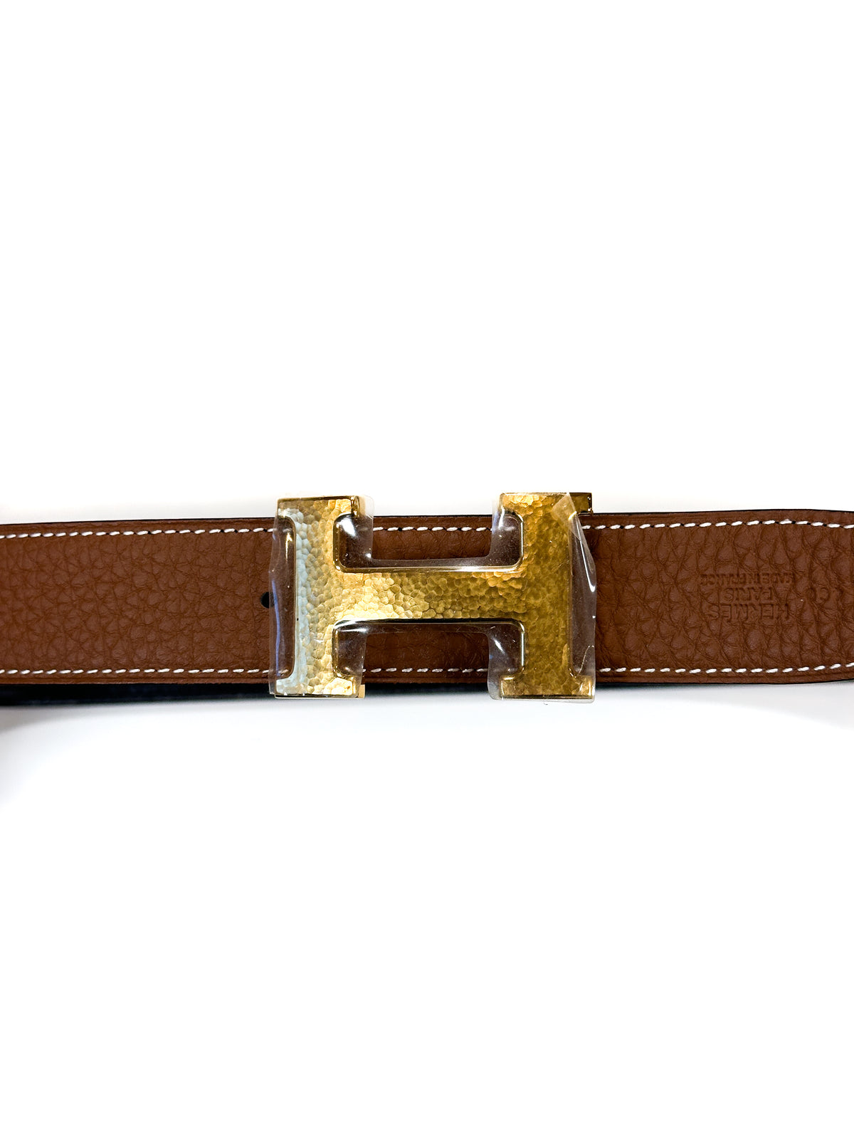 Hermès Mini Hammered Constance Belt Buckle & Reversible Leather Strap