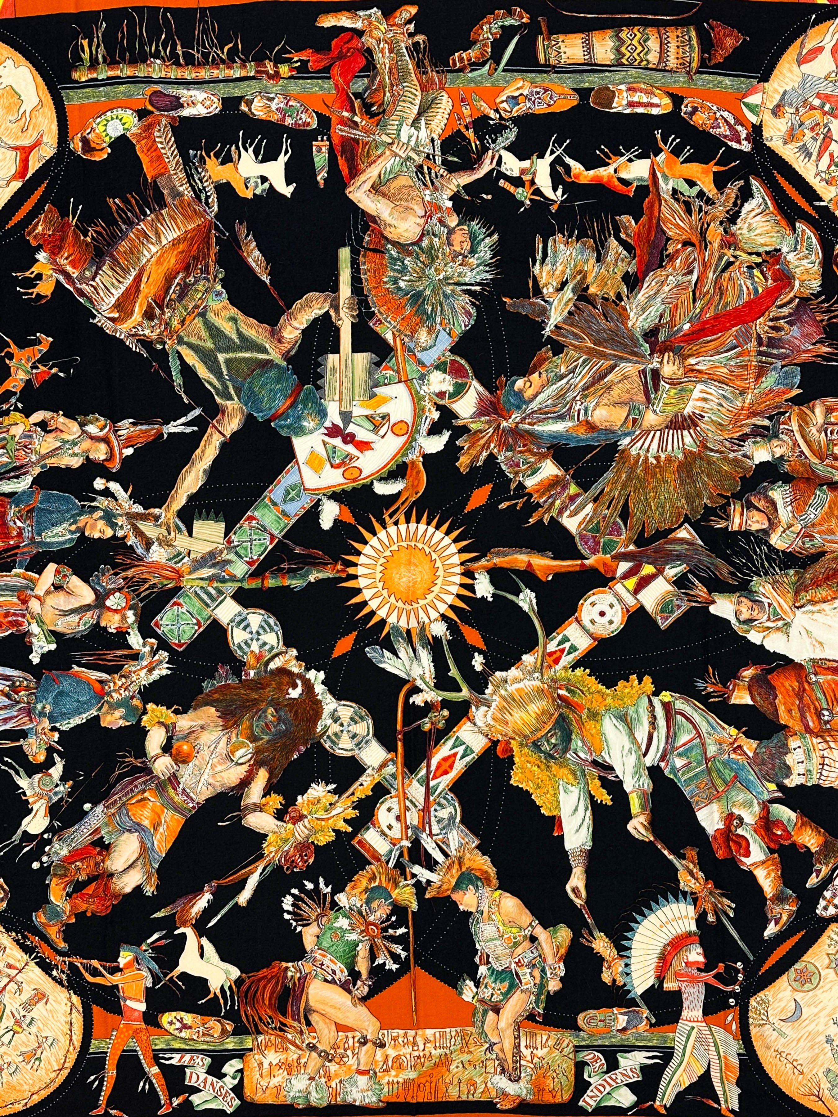 Hermès Les Danses des Indiens Cashmere Silk 140