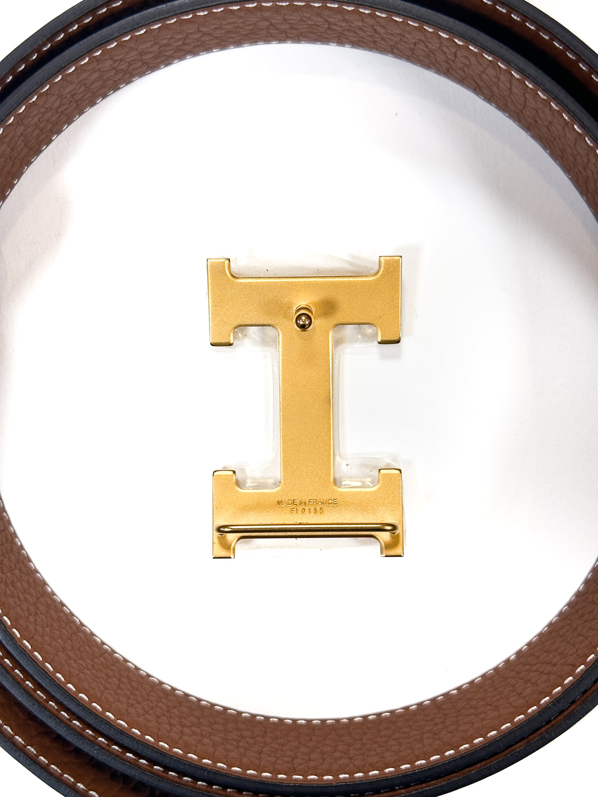 Hermès Mini Hammered Constance Belt Buckle & Reversible Leather Strap