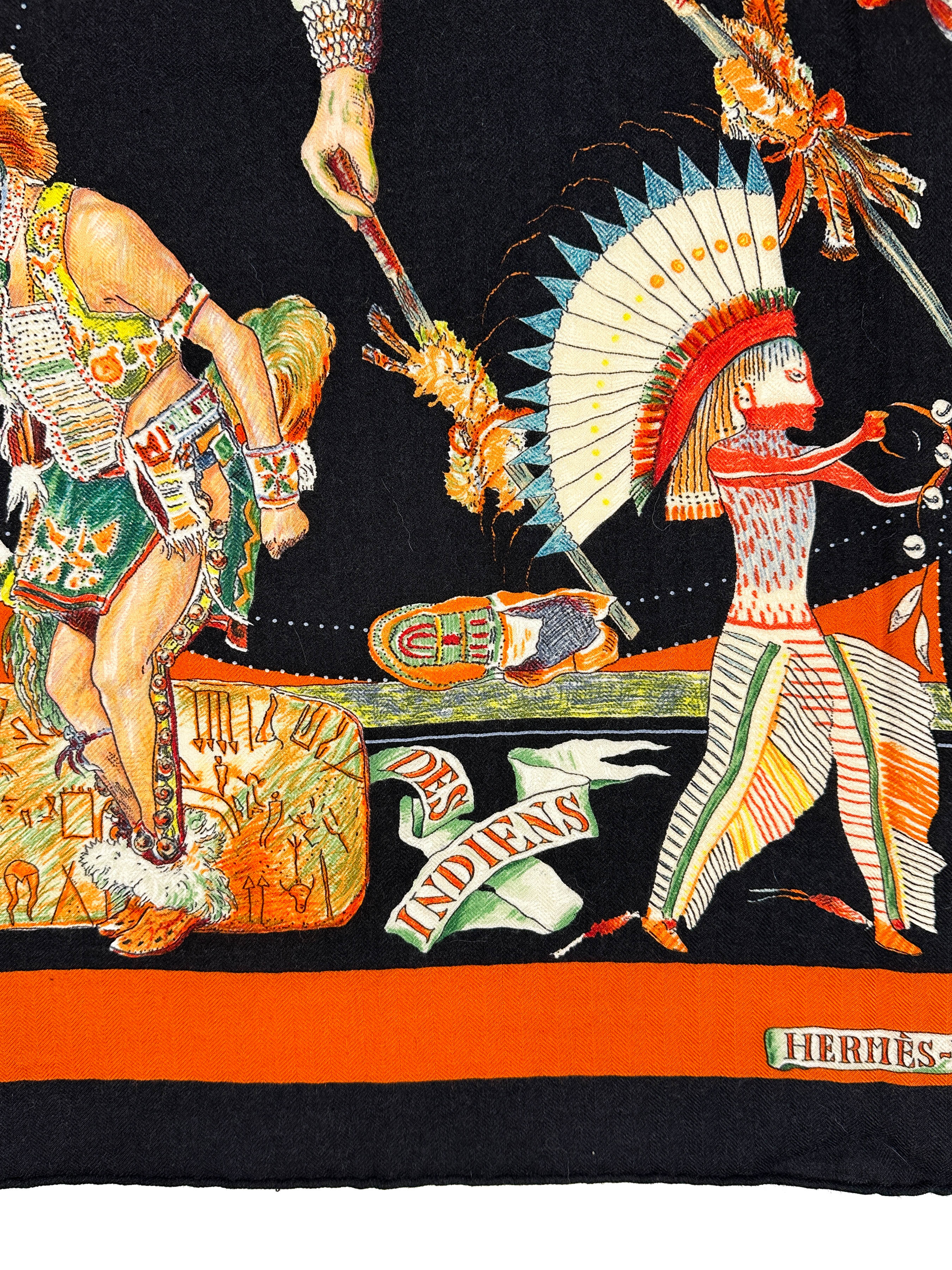 Hermès Les Danses des Indiens Cashmere Silk 140