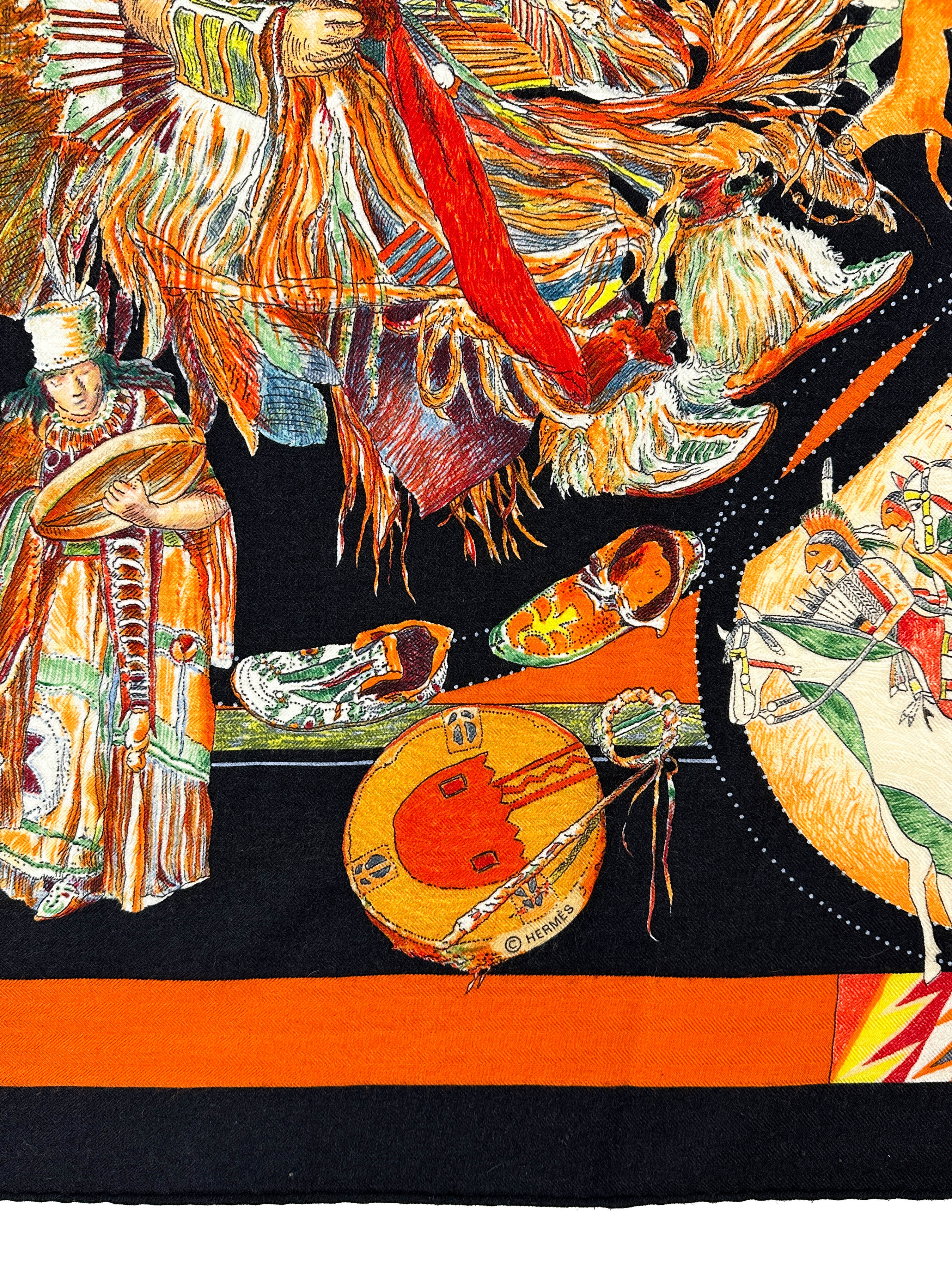 F*i様 HERMÈS ダンスデザイン シルクハンカチ 90cm Hermès Les Danses des Indiens Cashmere Silk 140