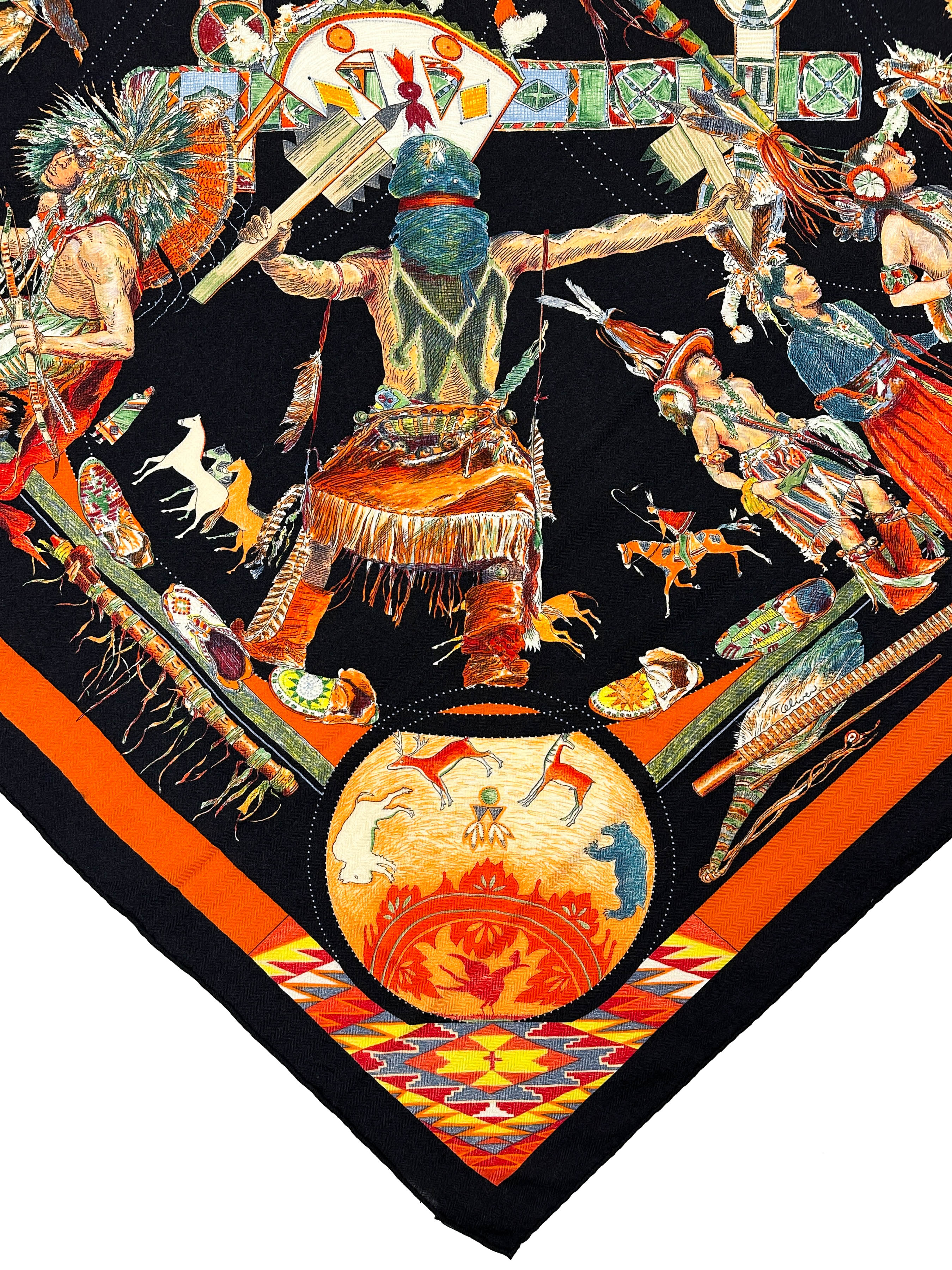 Hermès Les Danses des Indiens Cashmere Silk 140