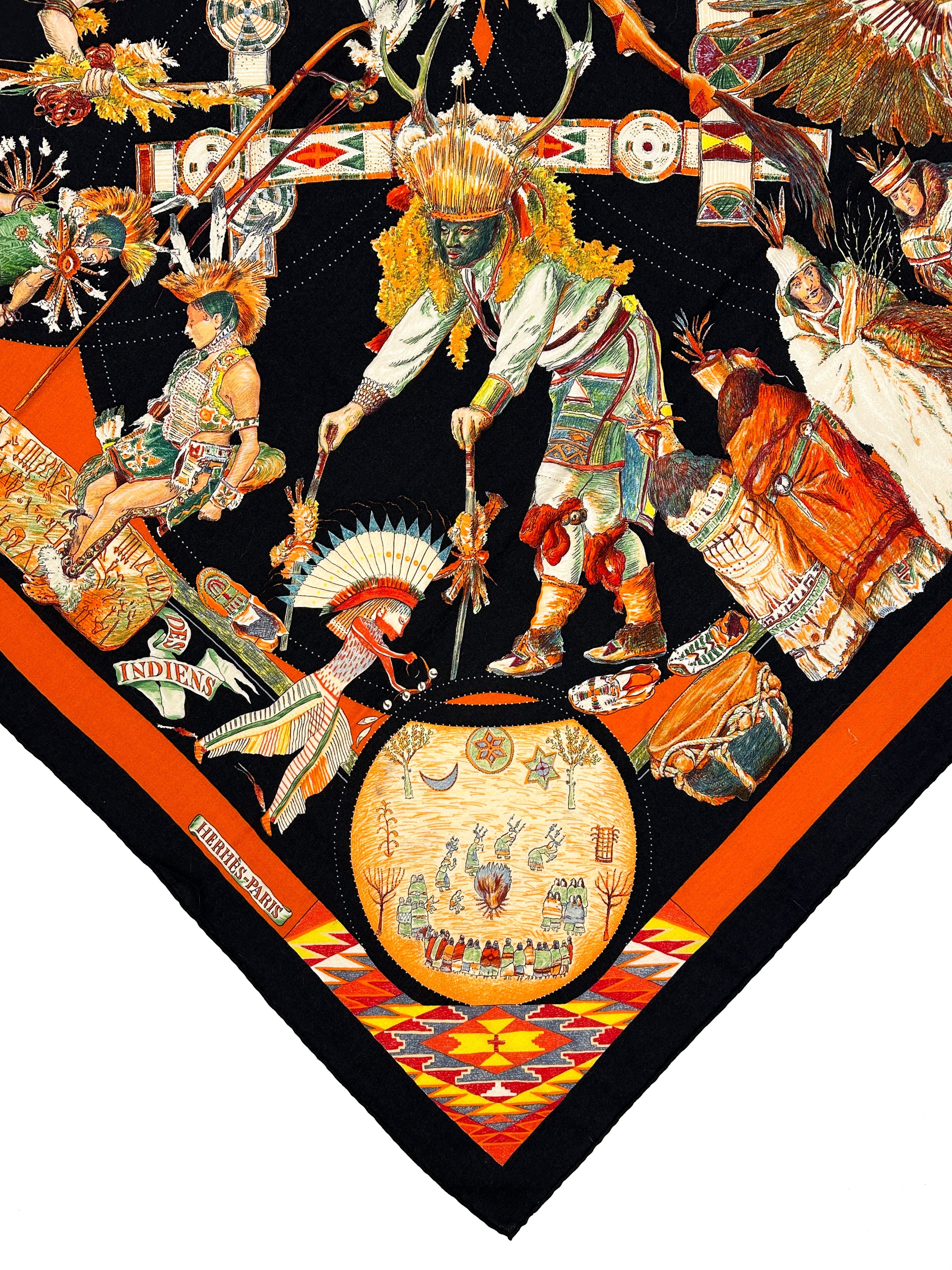 Hermès Les Danses des Indiens Cashmere Silk 140