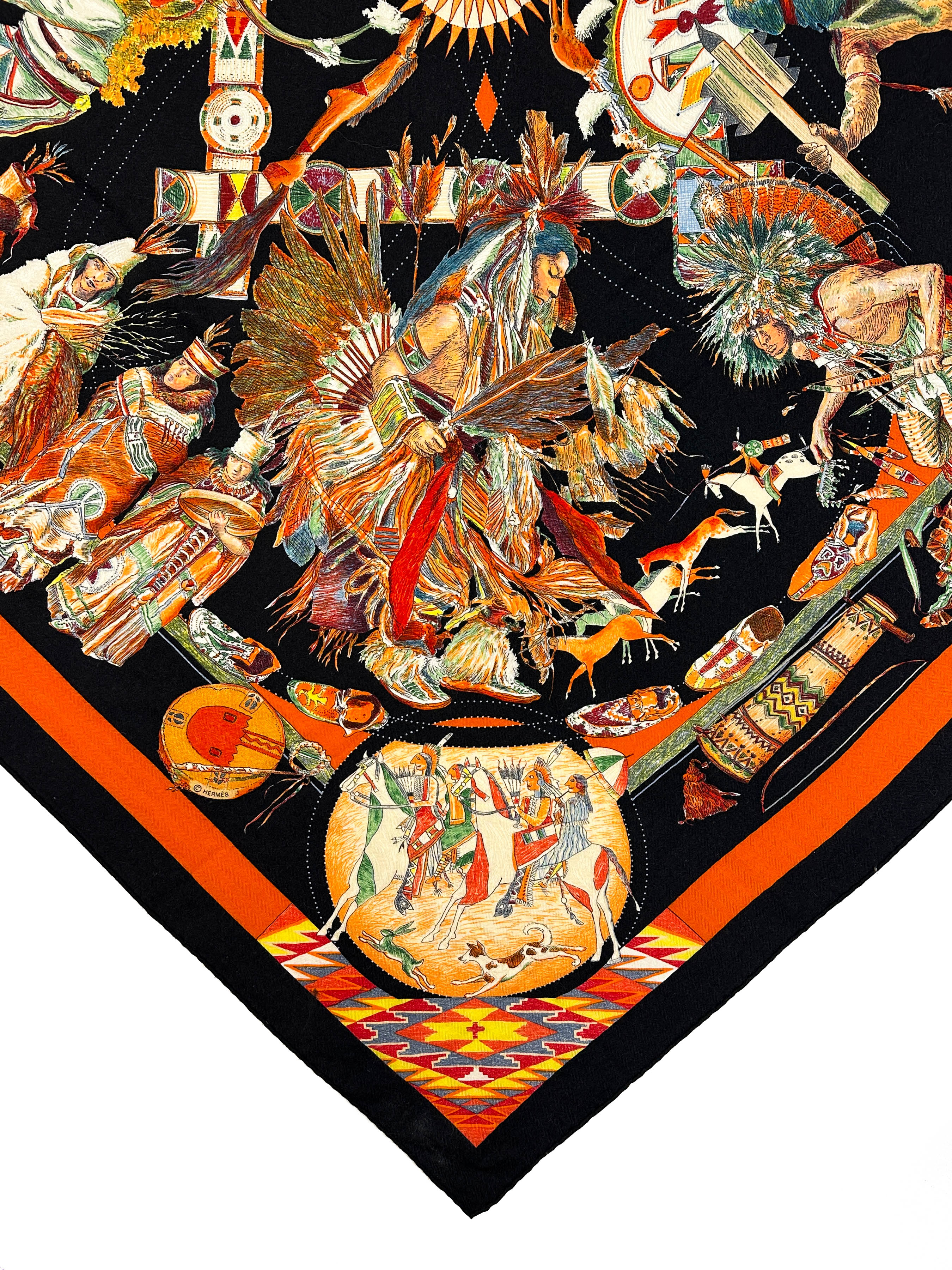 Hermès Les Danses des Indiens Cashmere Silk 140