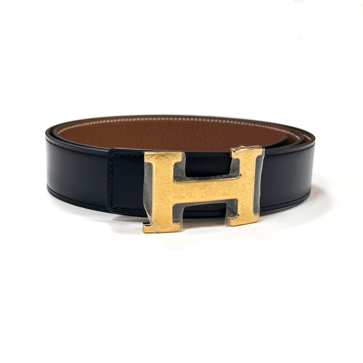 Hermès Mini Hammered Constance Belt Buckle & Reversible Leather Strap